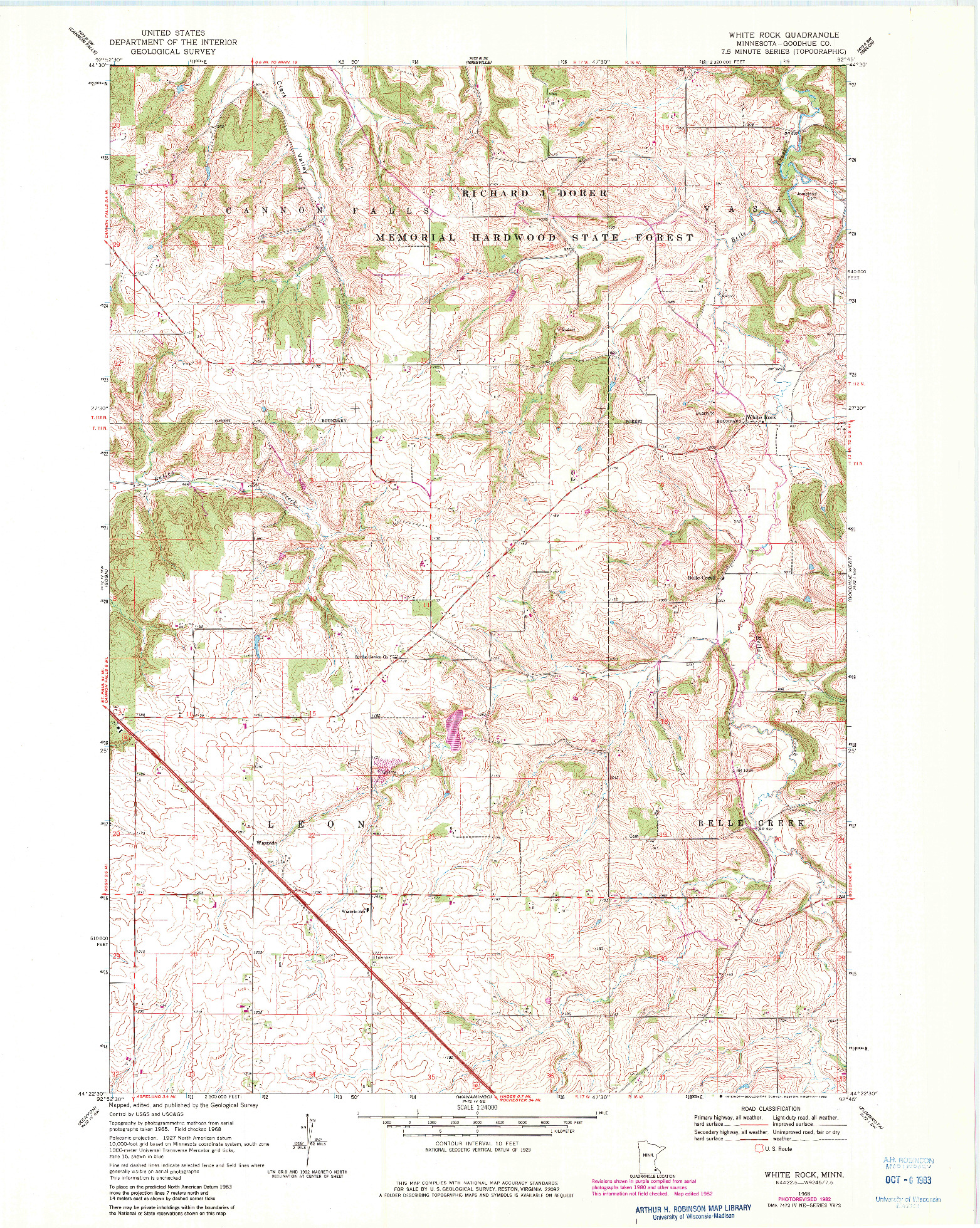 USGS 1:24000-SCALE QUADRANGLE FOR WHITE ROCK, MN 1968