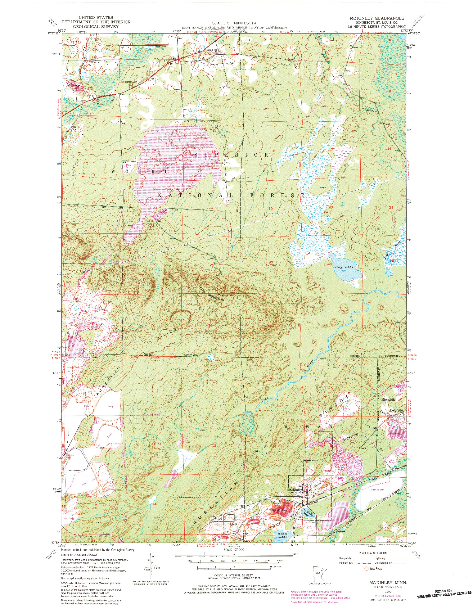USGS 1:24000-SCALE QUADRANGLE FOR MC KINLEY, MN 1950