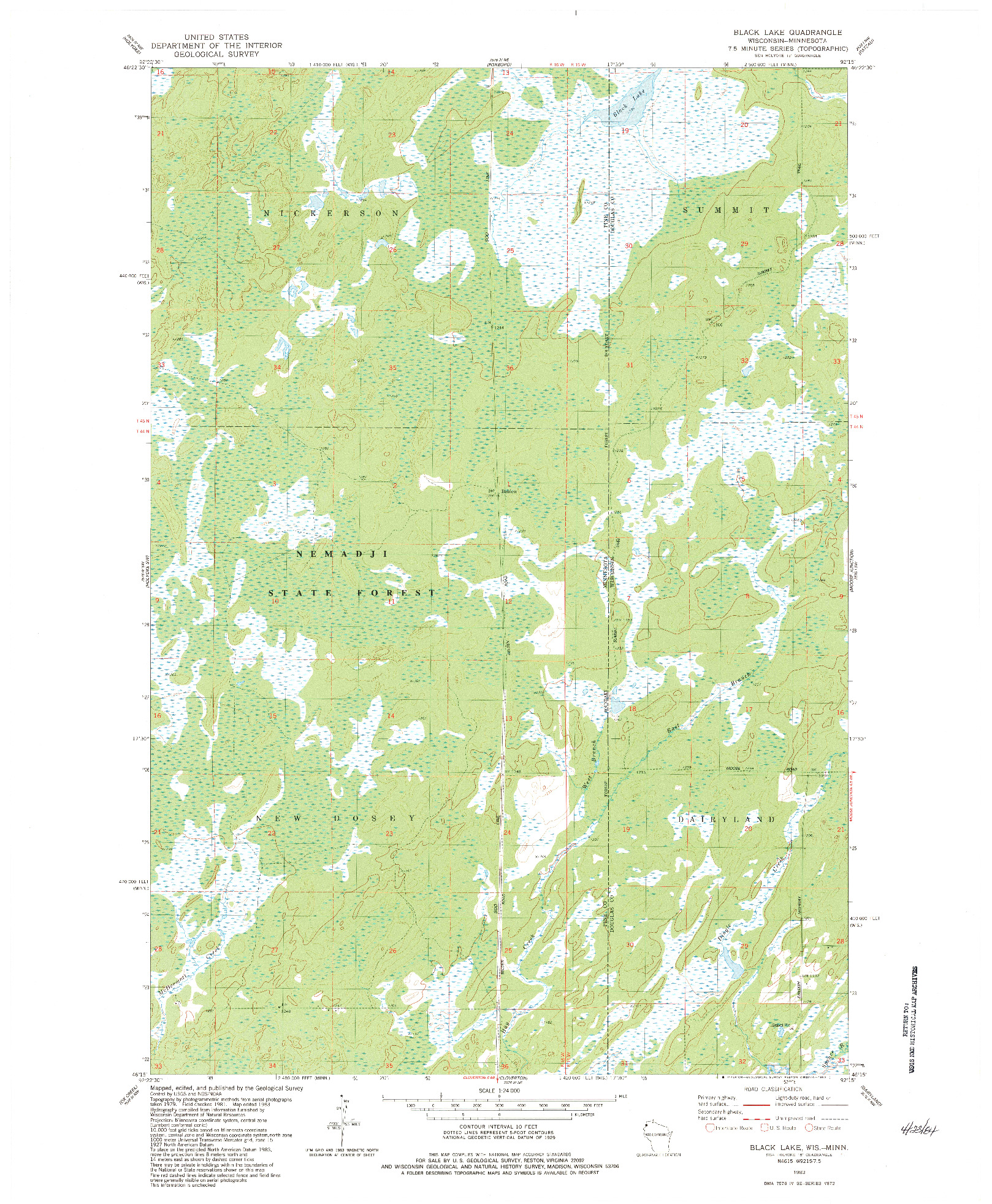 USGS 1:24000-SCALE QUADRANGLE FOR BLACK LAKE, WI 1983