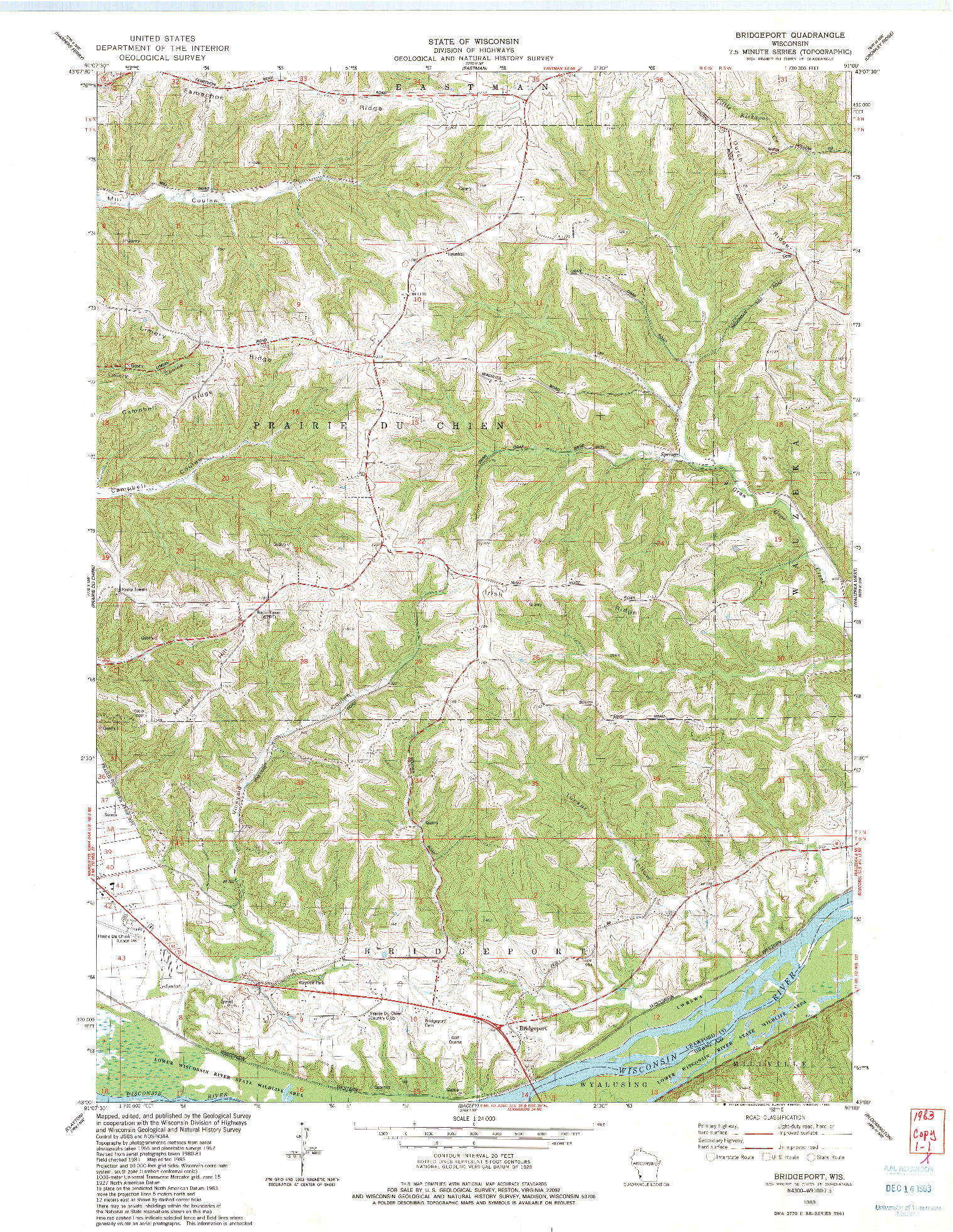 USGS 1:24000-SCALE QUADRANGLE FOR BRIDGEPORT, WI 1983