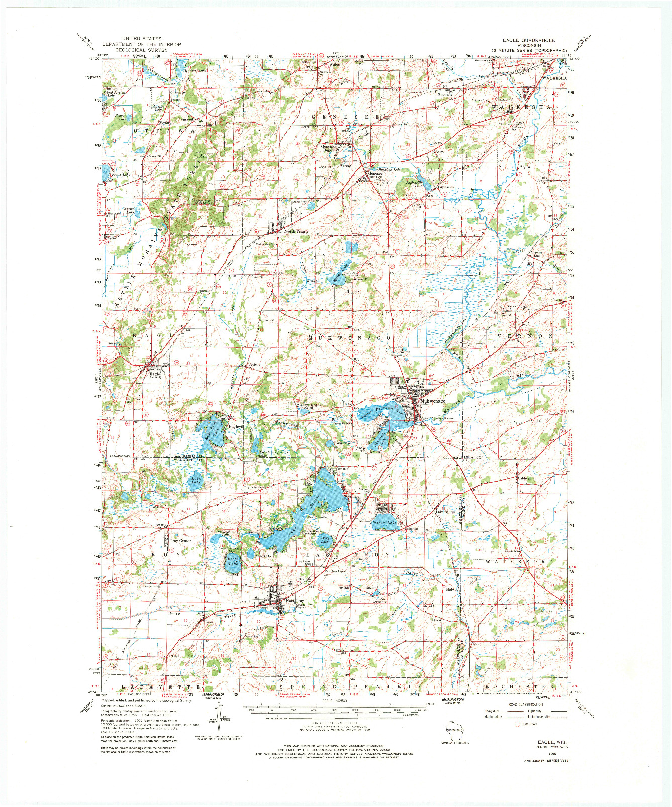 USGS 1:62500-SCALE QUADRANGLE FOR EAGLE, WI 1960