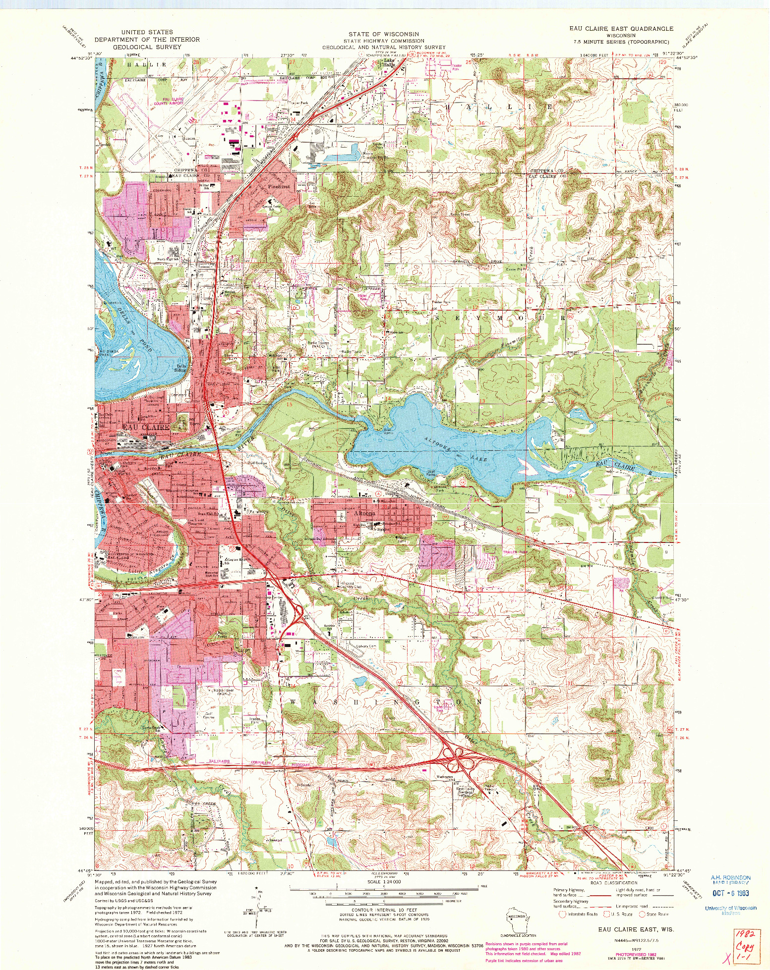 USGS 1:24000-SCALE QUADRANGLE FOR EAU CLAIRE EAST, WI 1972