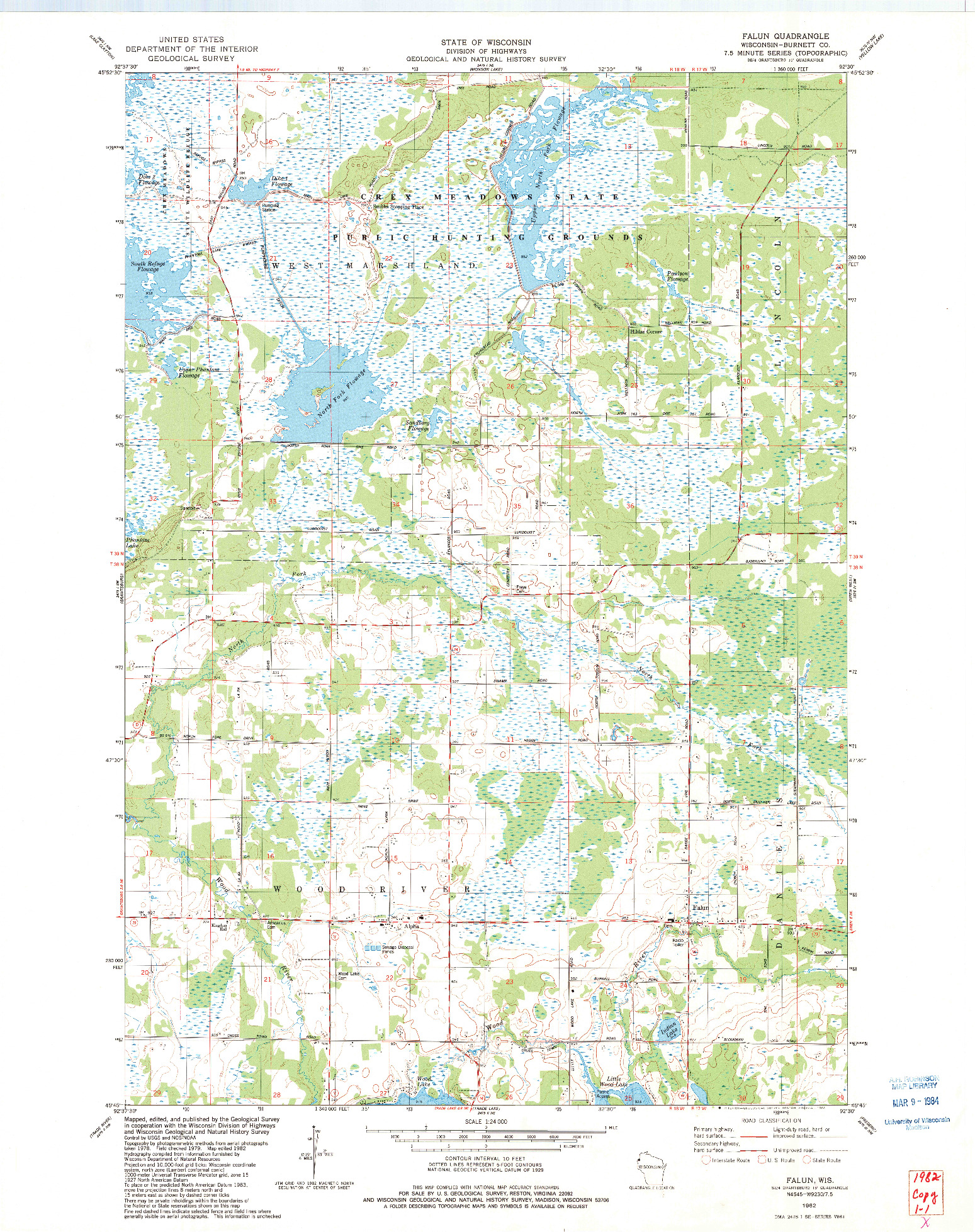 USGS 1:24000-SCALE QUADRANGLE FOR FALUN, WI 1982