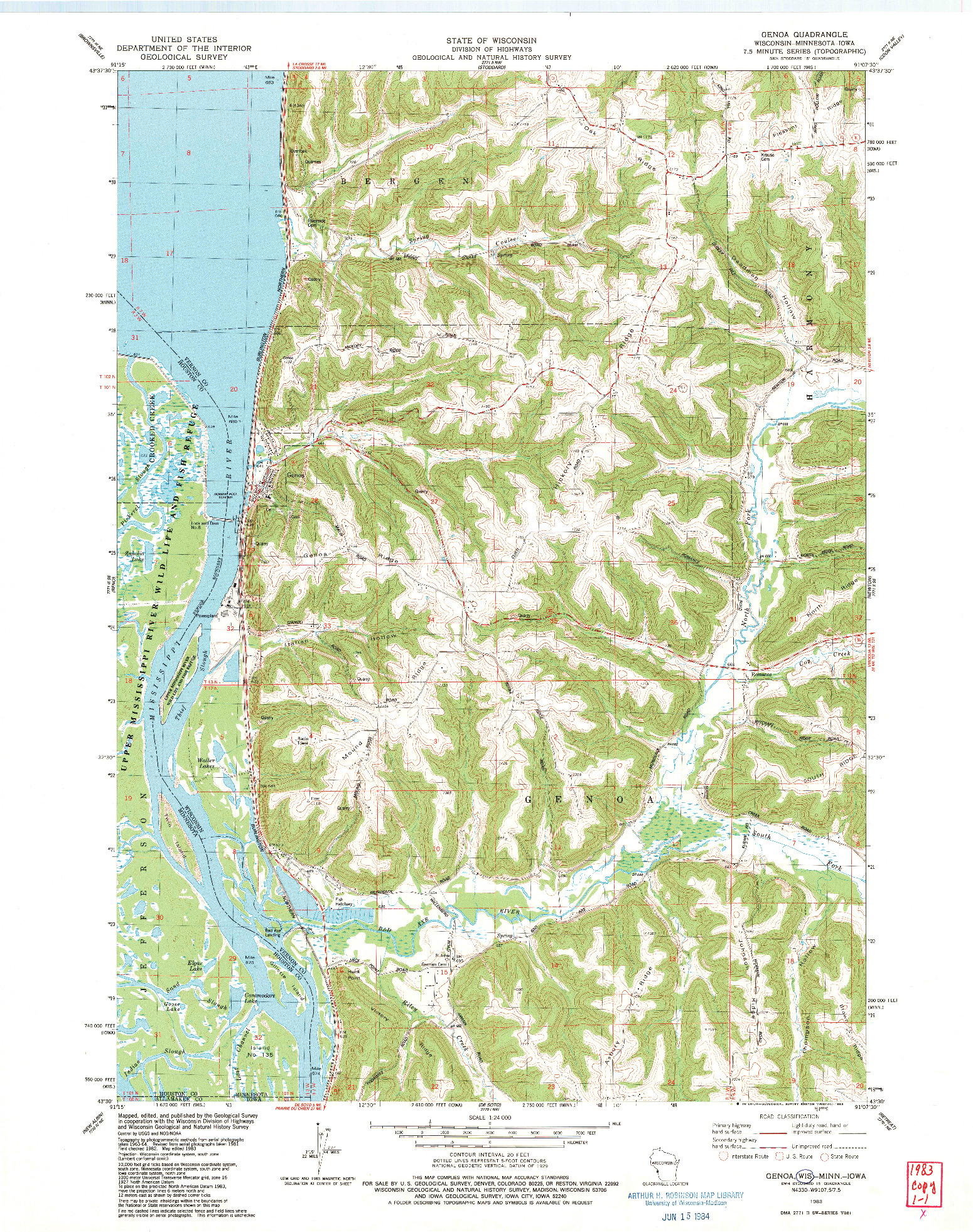USGS 1:24000-SCALE QUADRANGLE FOR GENOA, WI 1983