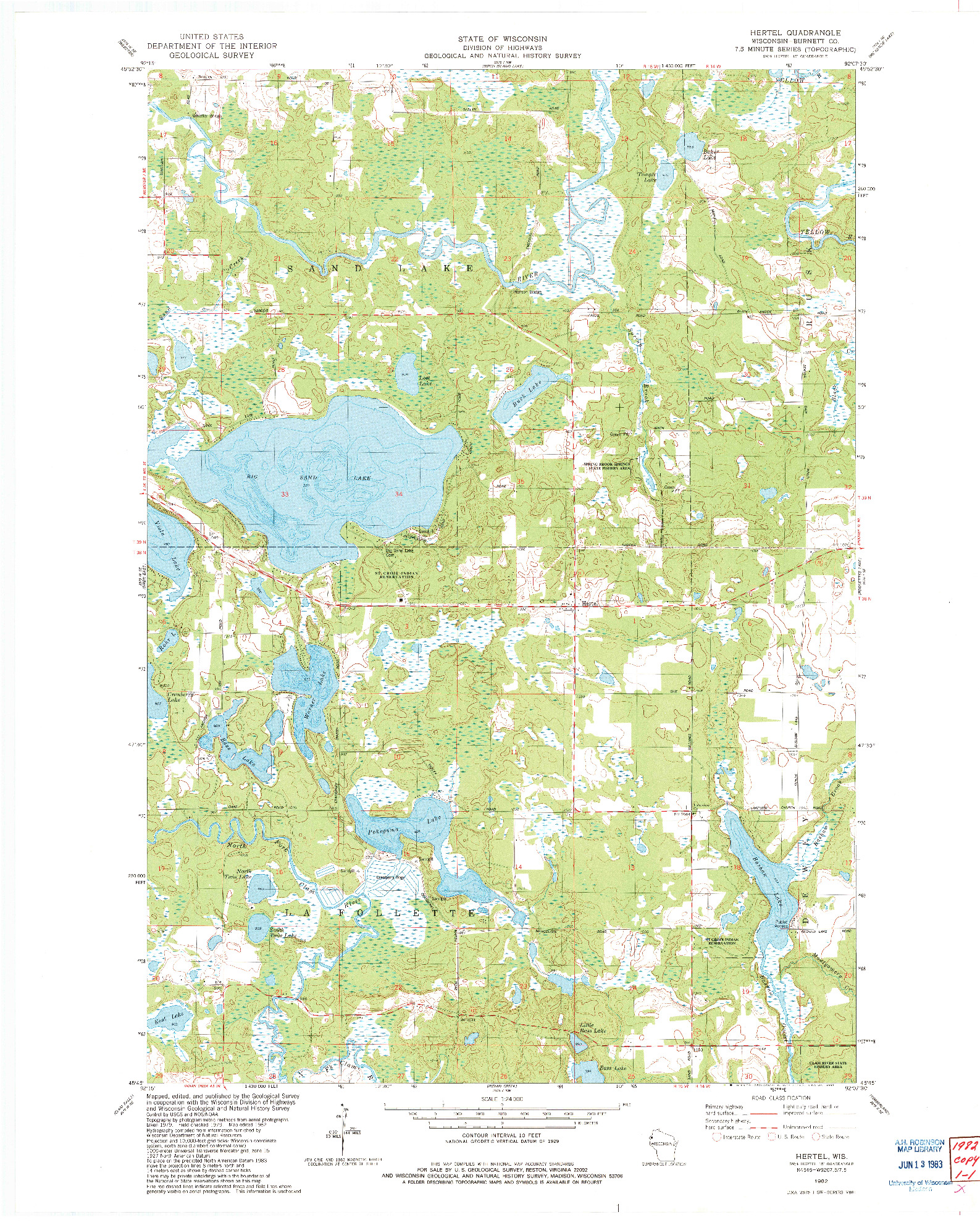 USGS 1:24000-SCALE QUADRANGLE FOR HERTEL, WI 1982