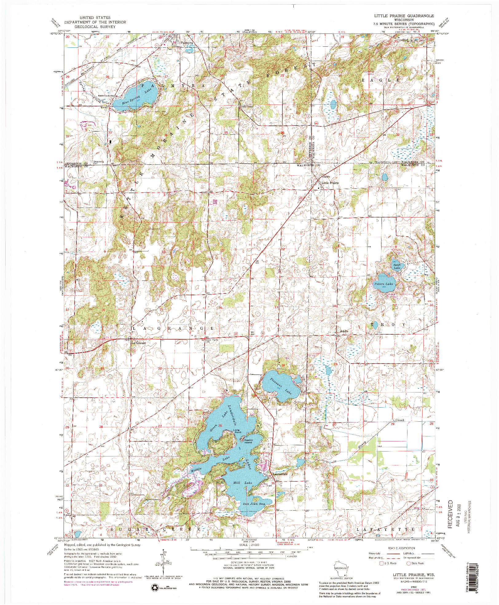 USGS 1:24000-SCALE QUADRANGLE FOR LITTLE PRAIRIE, WI 1960