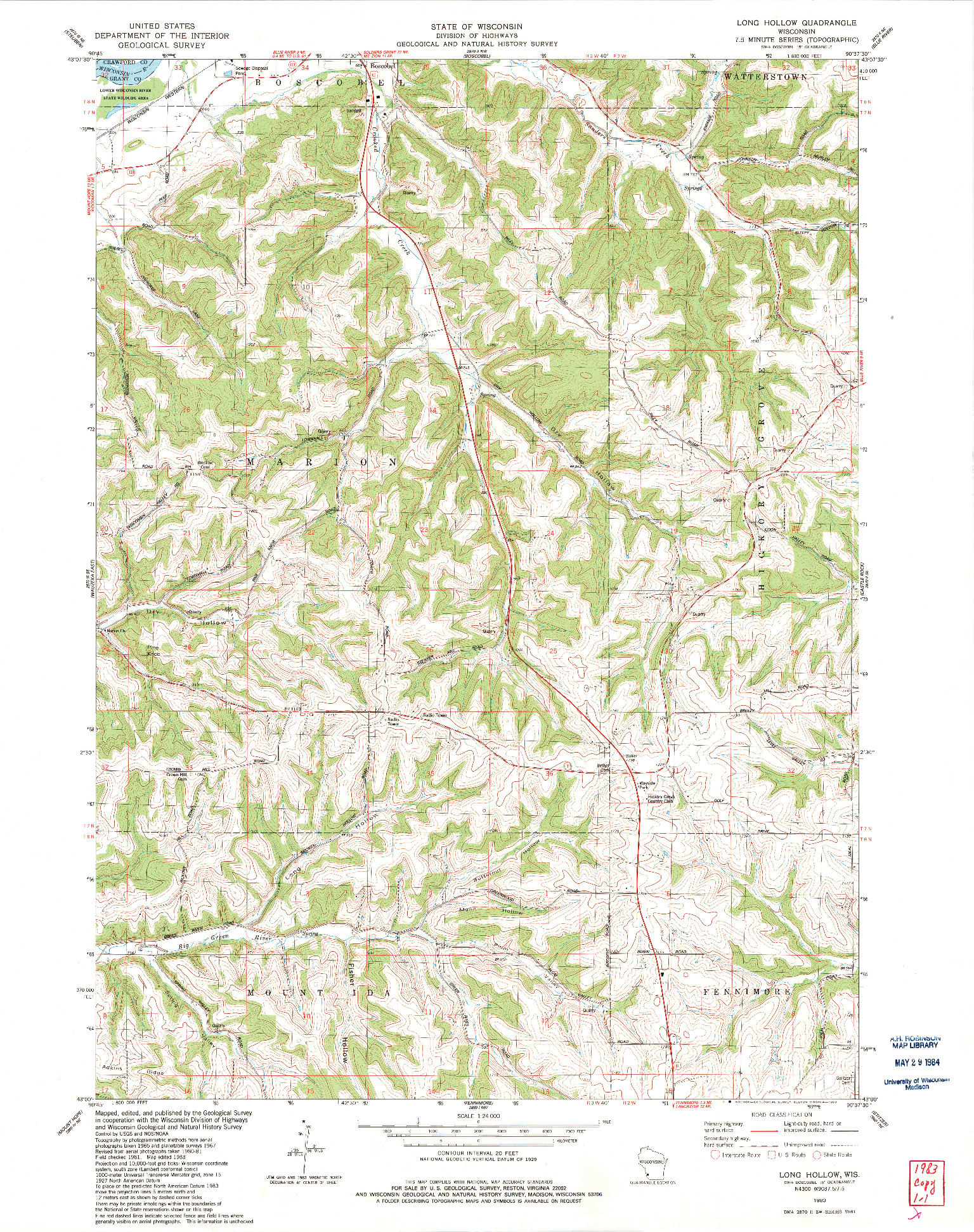 USGS 1:24000-SCALE QUADRANGLE FOR LONG HOLLOW, WI 1983