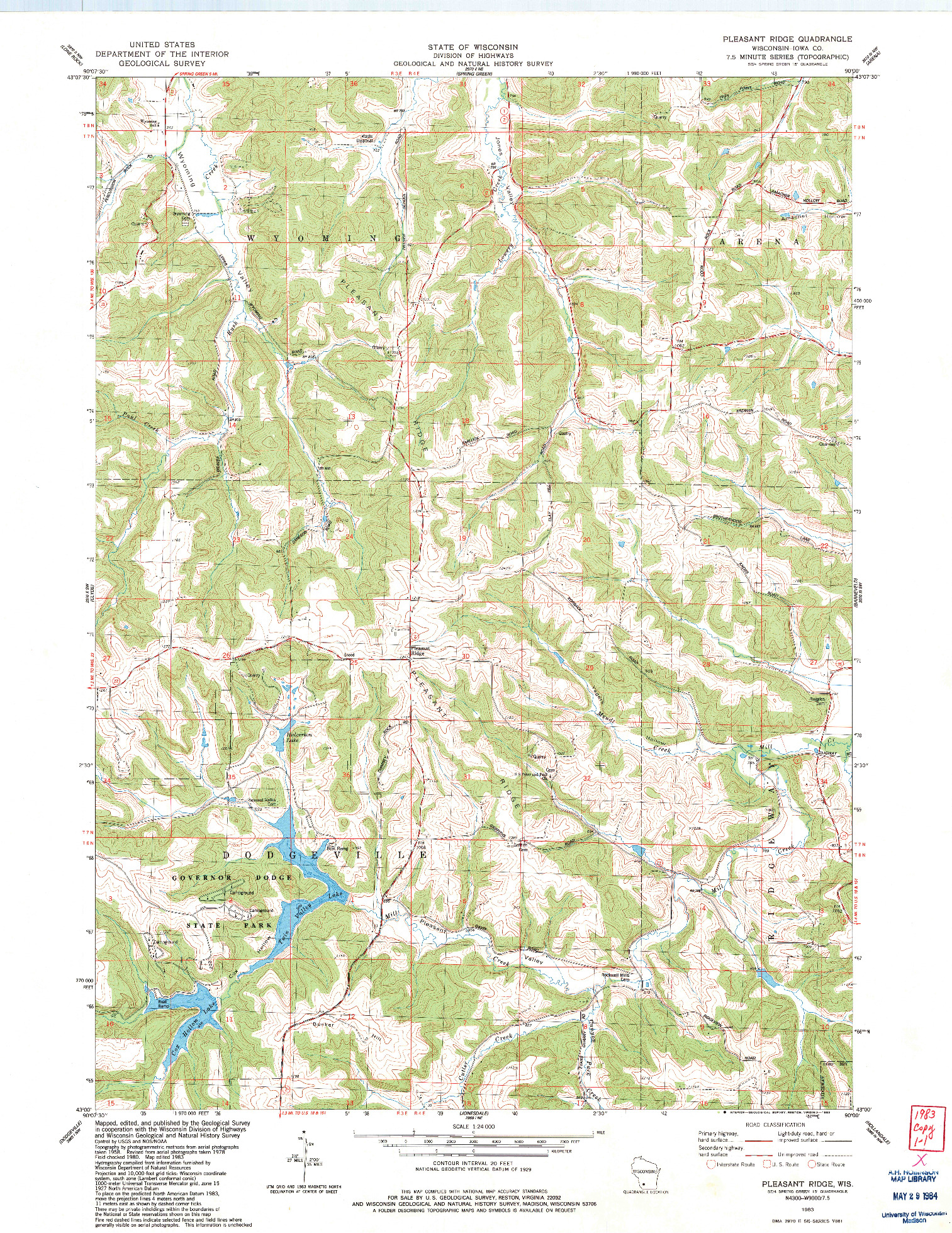 USGS 1:24000-SCALE QUADRANGLE FOR PLEASANT RIDGE, WI 1983