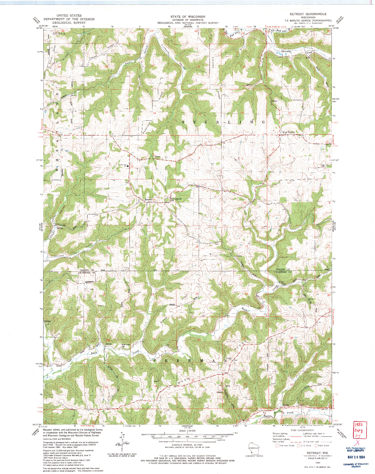 USGS 1:24000-SCALE QUADRANGLE FOR RETREAT, WI 1983