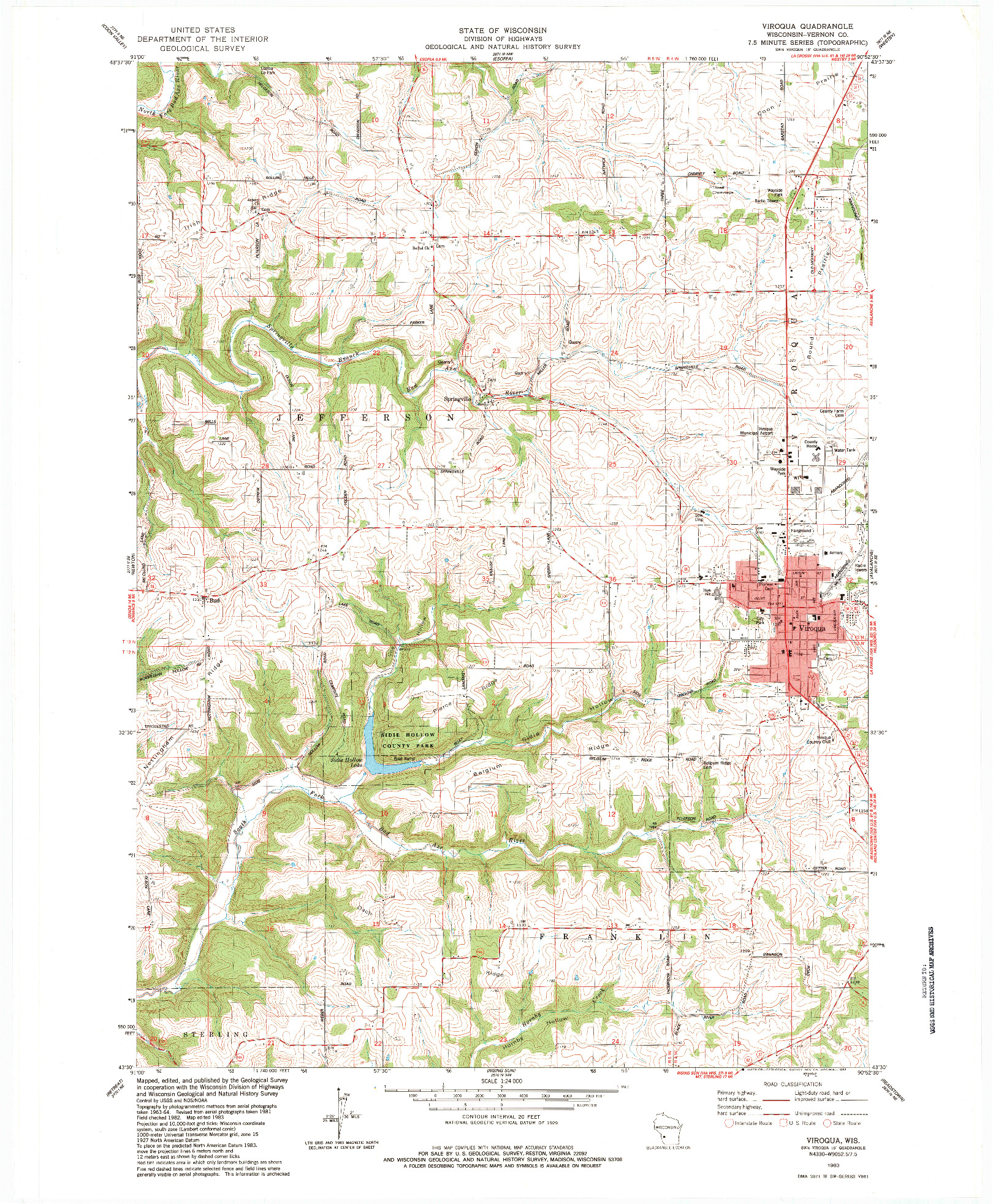 USGS 1:24000-SCALE QUADRANGLE FOR VIROQUA, WI 1983