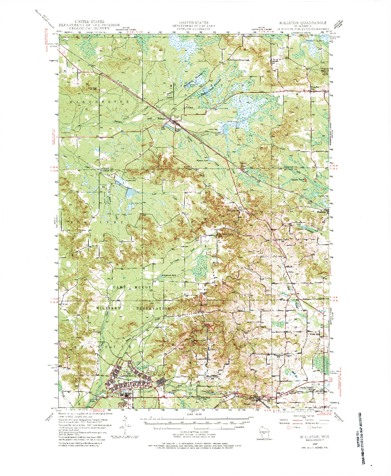 USGS 1:62500-SCALE QUADRANGLE FOR MILLSTON, WI 1947