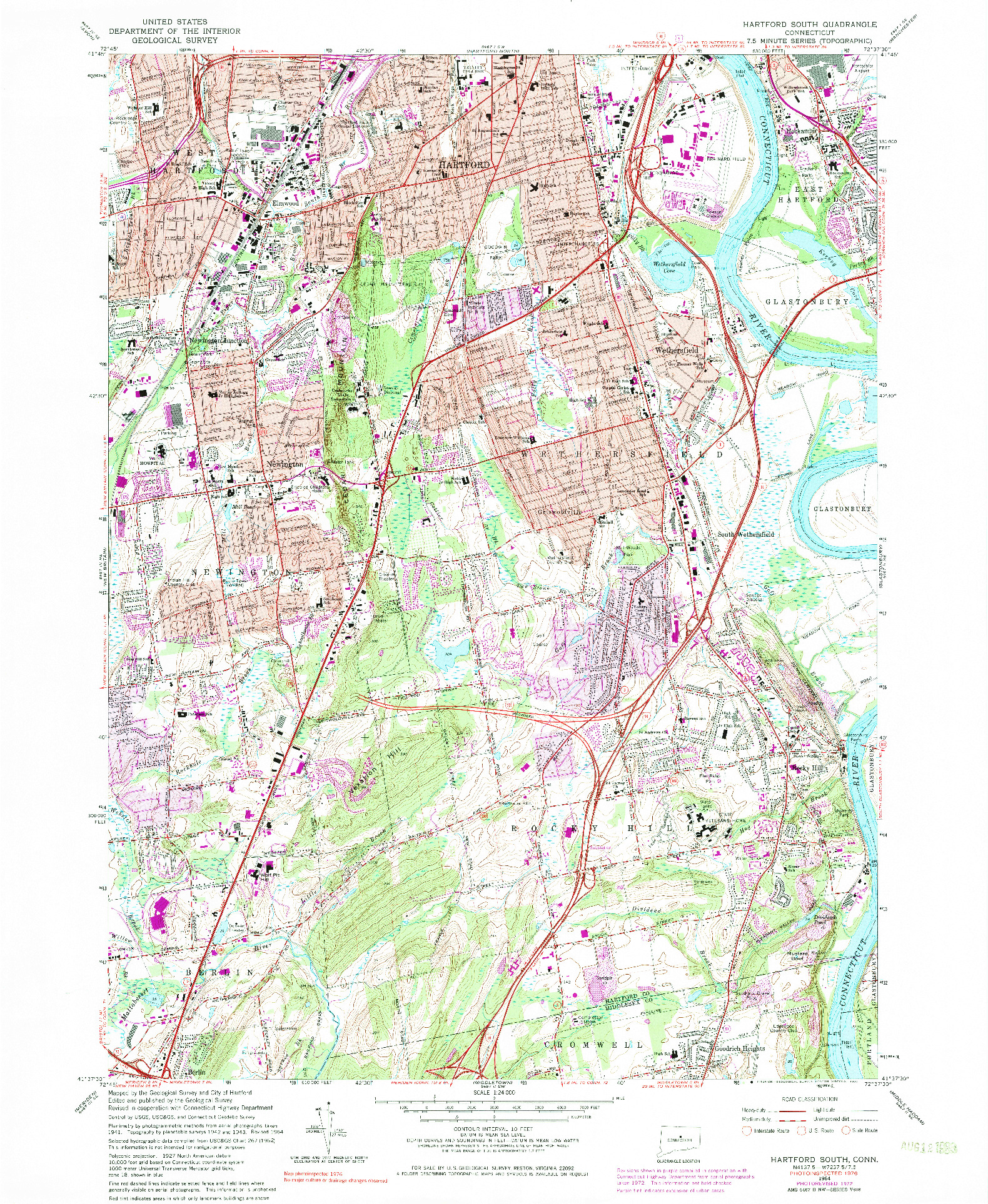 USGS 1:24000-SCALE QUADRANGLE FOR HARTFORD SOUTH, CT 1964