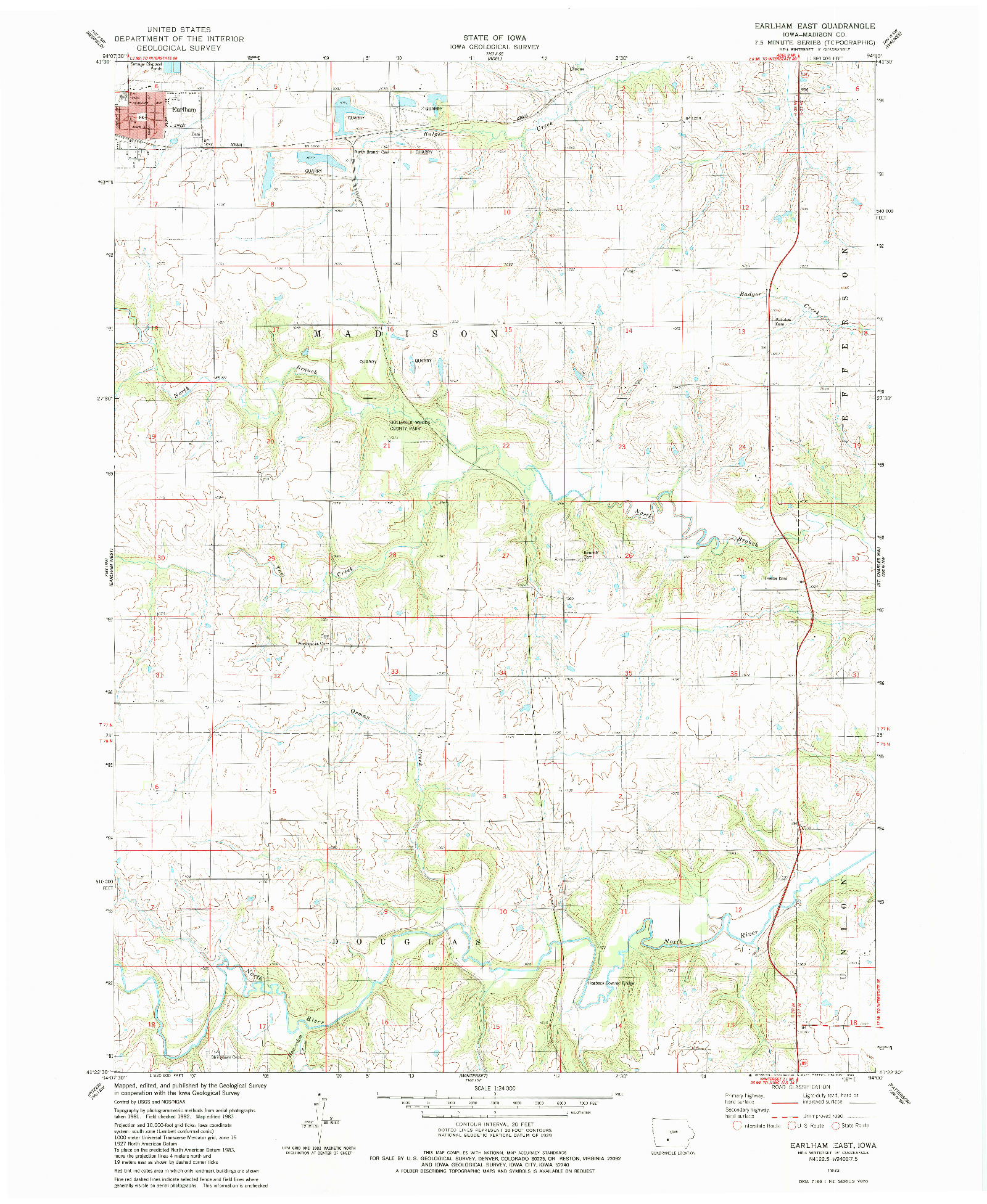 USGS 1:24000-SCALE QUADRANGLE FOR EARLHAM EAST, IA 1983