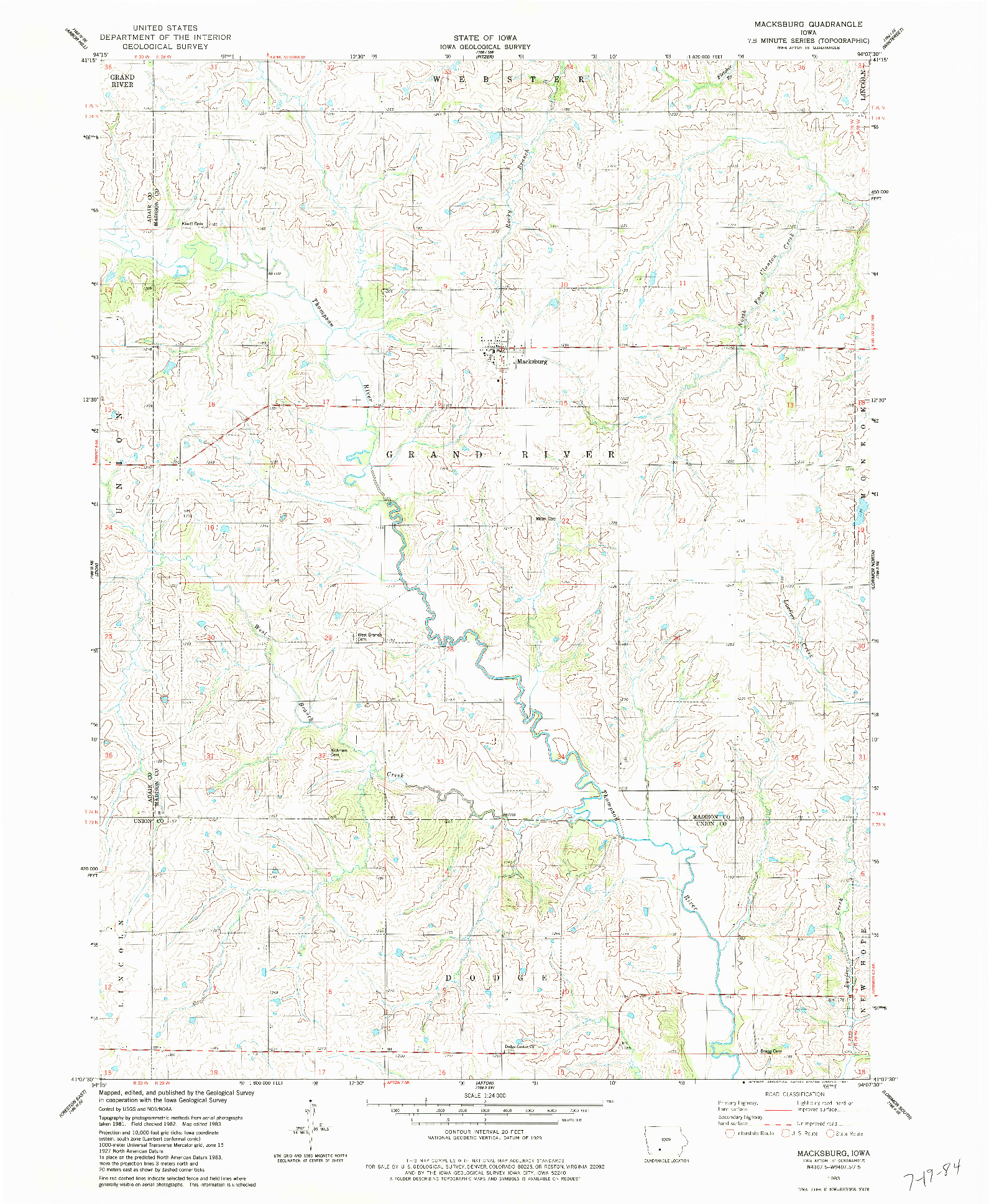 USGS 1:24000-SCALE QUADRANGLE FOR MACKSBURG, IA 1983