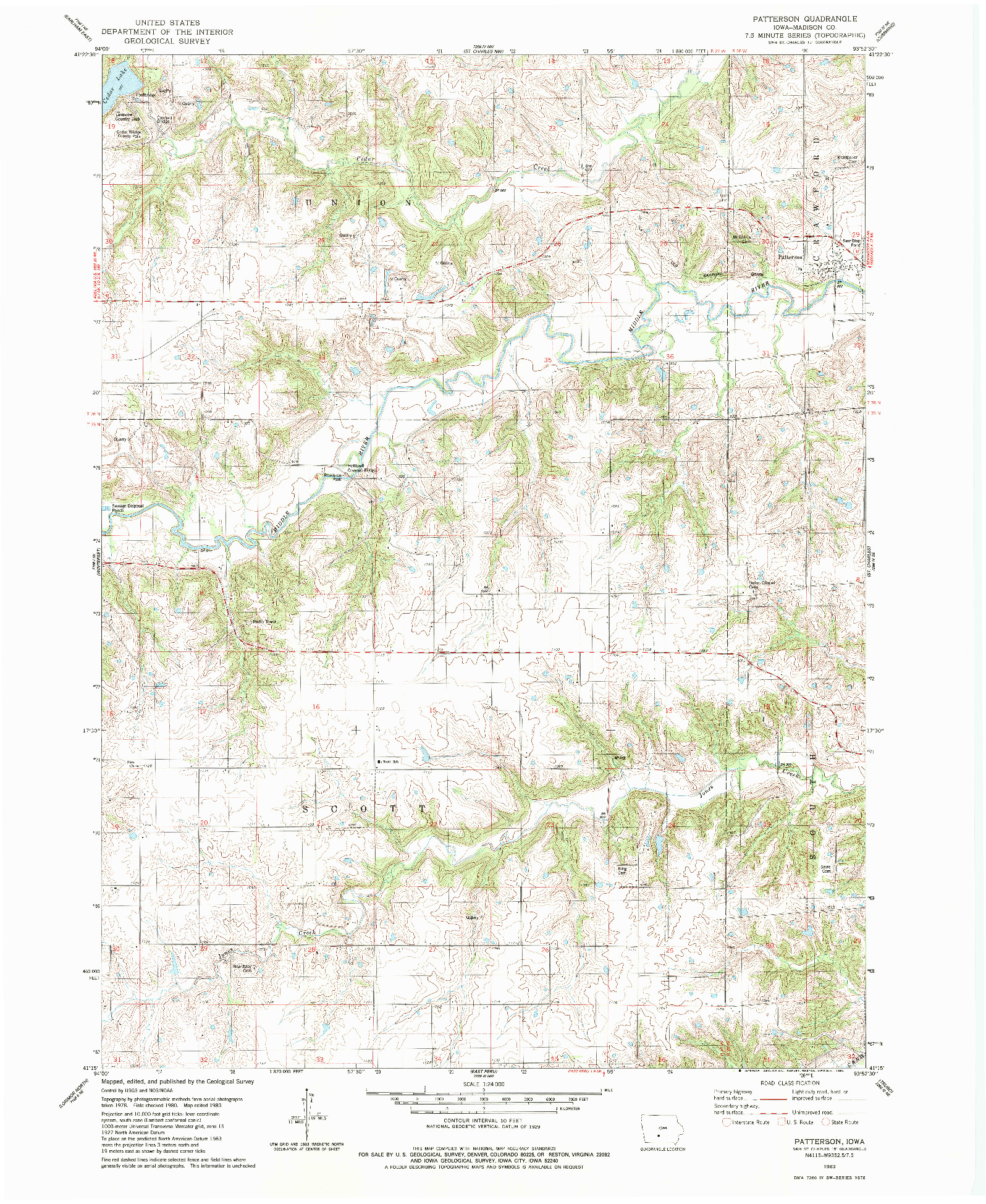 USGS 1:24000-SCALE QUADRANGLE FOR PATTERSON, IA 1983