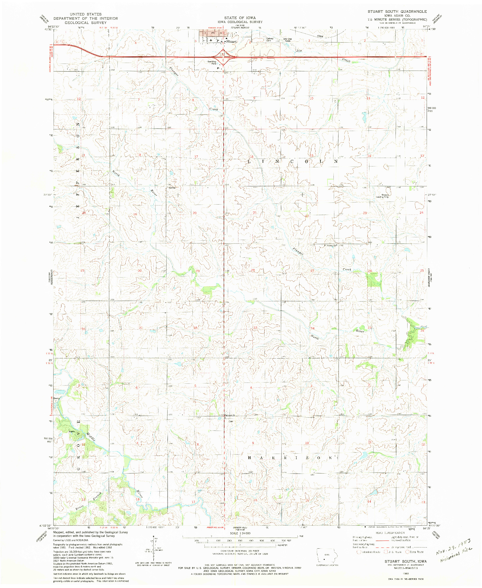 USGS 1:24000-SCALE QUADRANGLE FOR STUART SOUTH, IA 1983