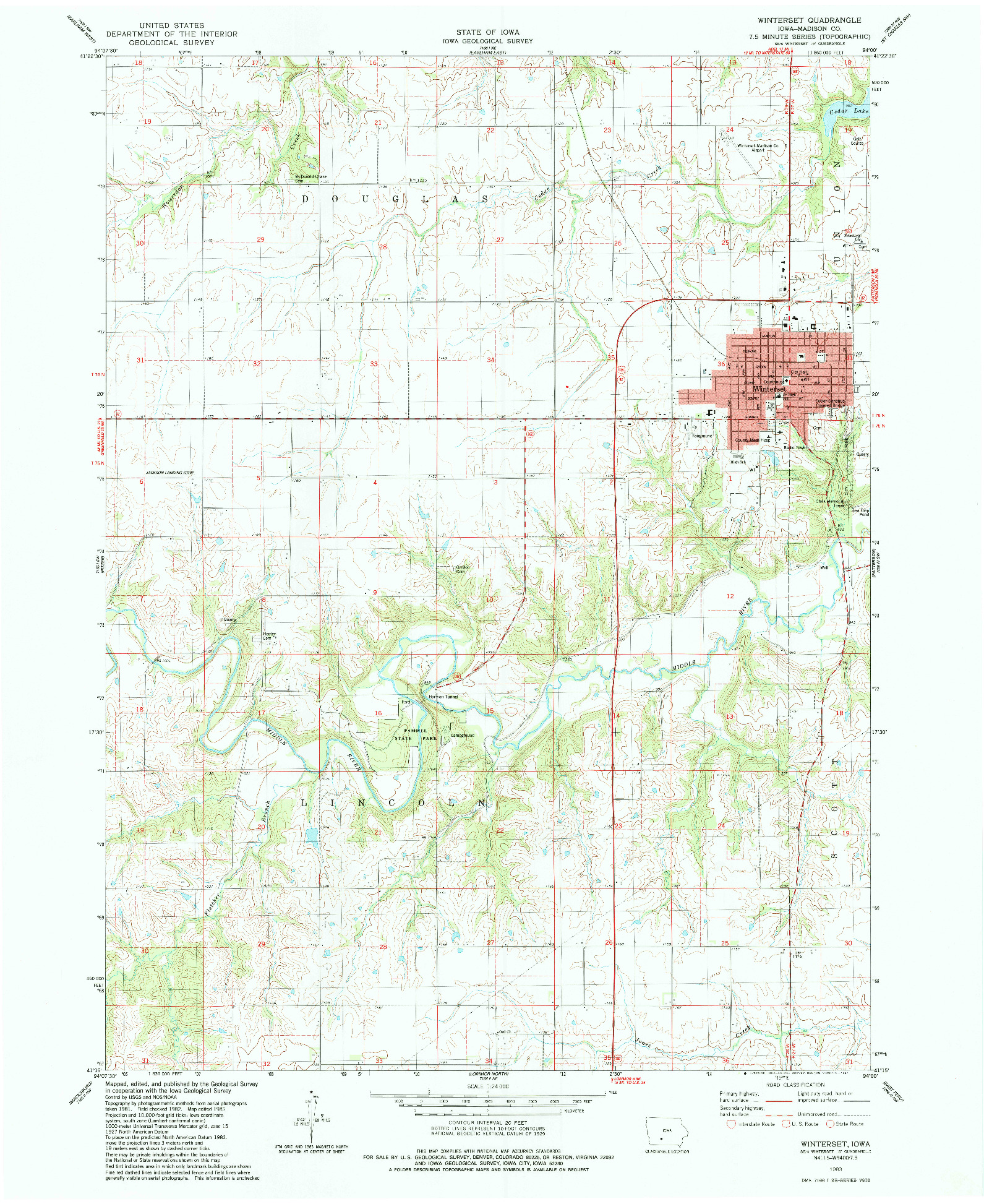 USGS 1:24000-SCALE QUADRANGLE FOR WINTERSET, IA 1983