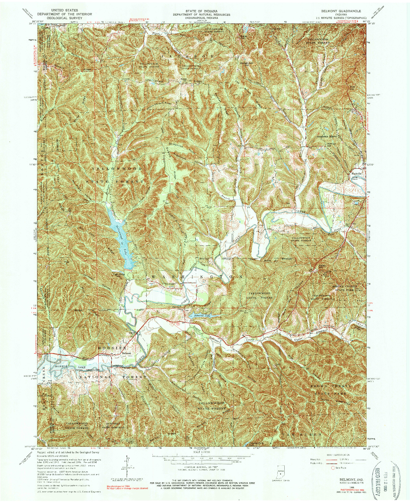USGS 1:24000-SCALE QUADRANGLE FOR BELMONT, IN 1966