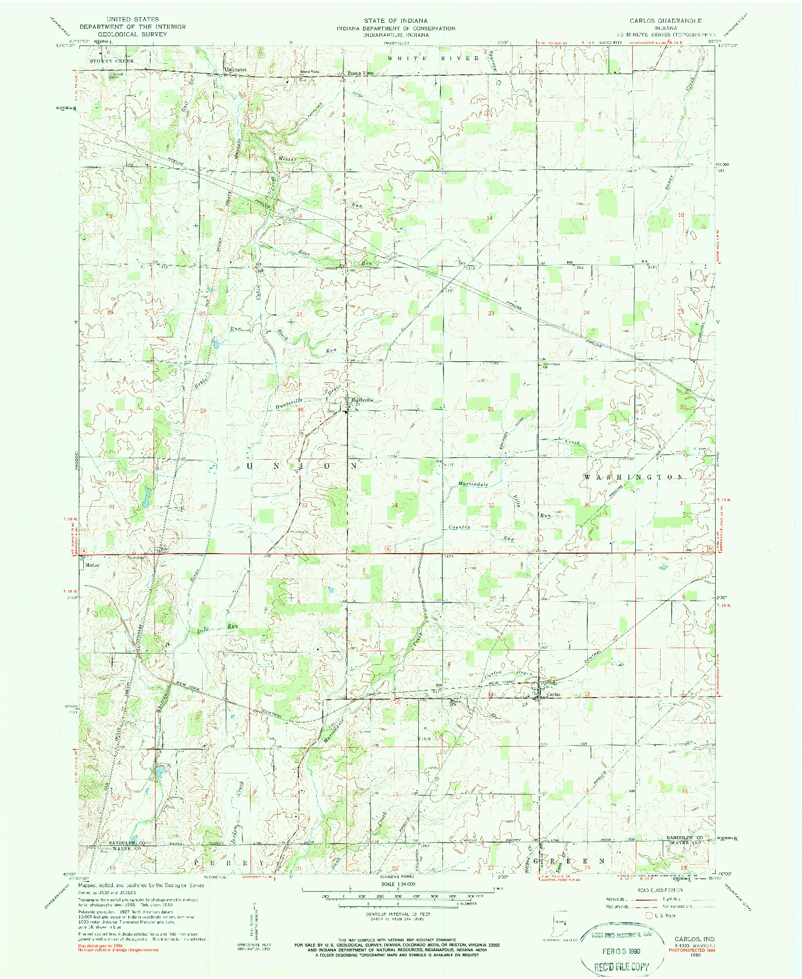 USGS 1:24000-SCALE QUADRANGLE FOR CARLOS, IN 1960
