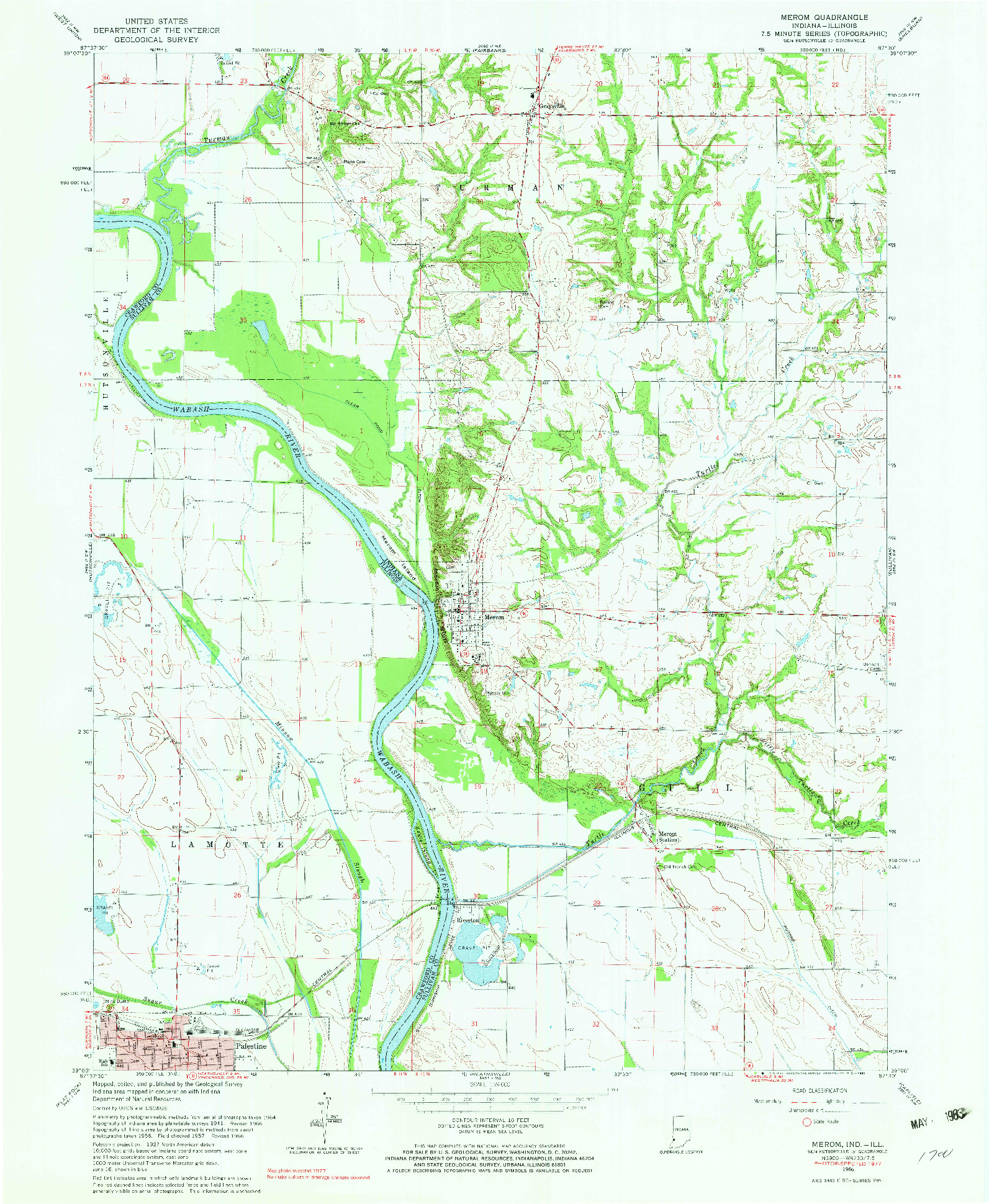 USGS 1:24000-SCALE QUADRANGLE FOR MEROM, IN 1966