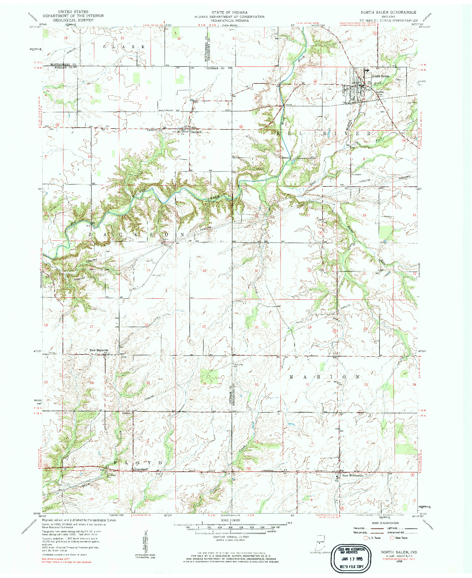 USGS 1:24000-SCALE QUADRANGLE FOR NORTH SALEM, IN 1958