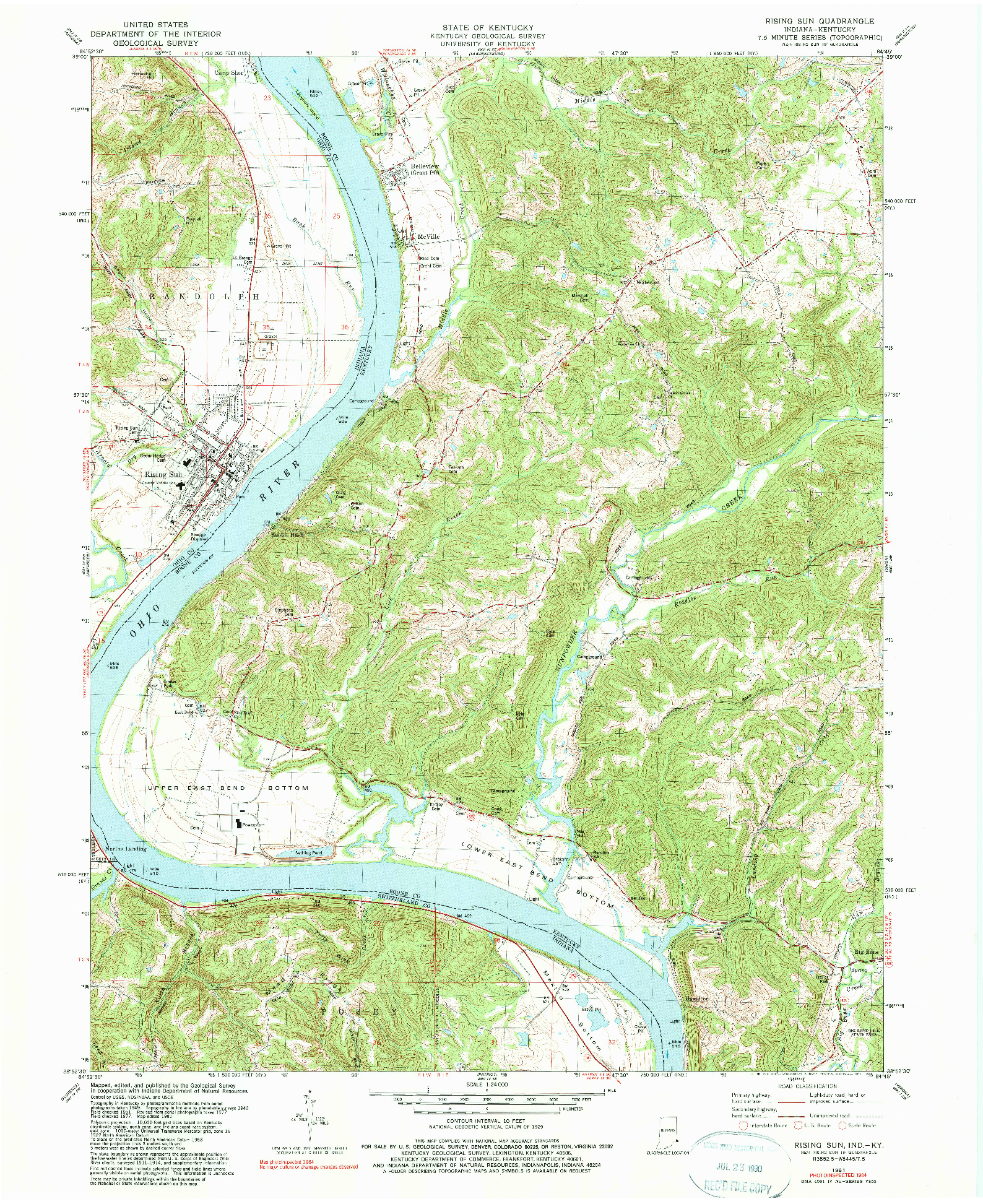 USGS 1:24000-SCALE QUADRANGLE FOR RISING SUN, IN 1981