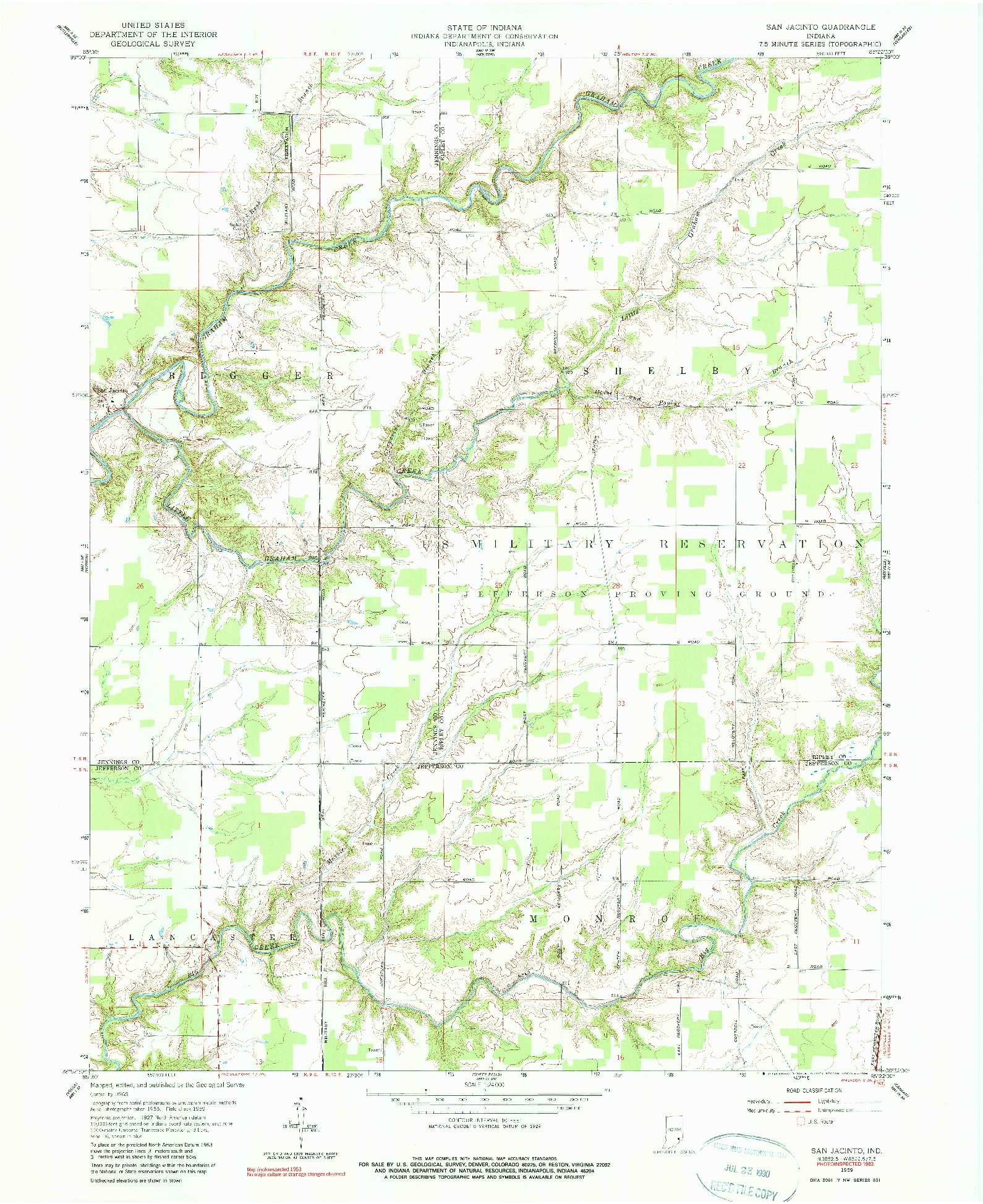 USGS 1:24000-SCALE QUADRANGLE FOR SAN JACINTO, IN 1959