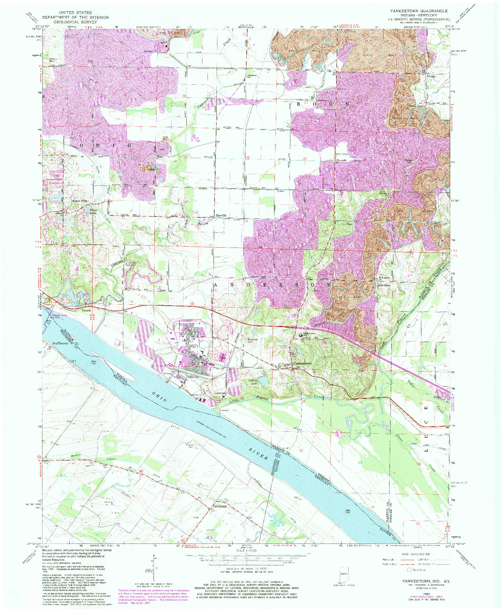 USGS 1:24000-SCALE QUADRANGLE FOR YANKEETOWN, IN 1964