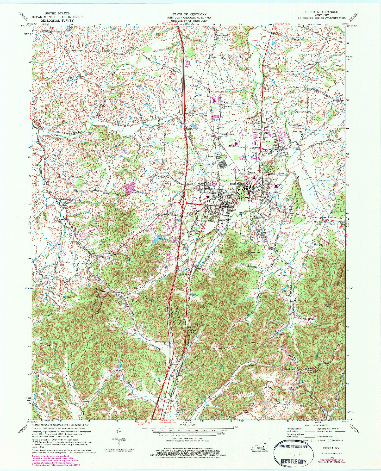 USGS 1:24000-SCALE QUADRANGLE FOR BEREA, KY 1970