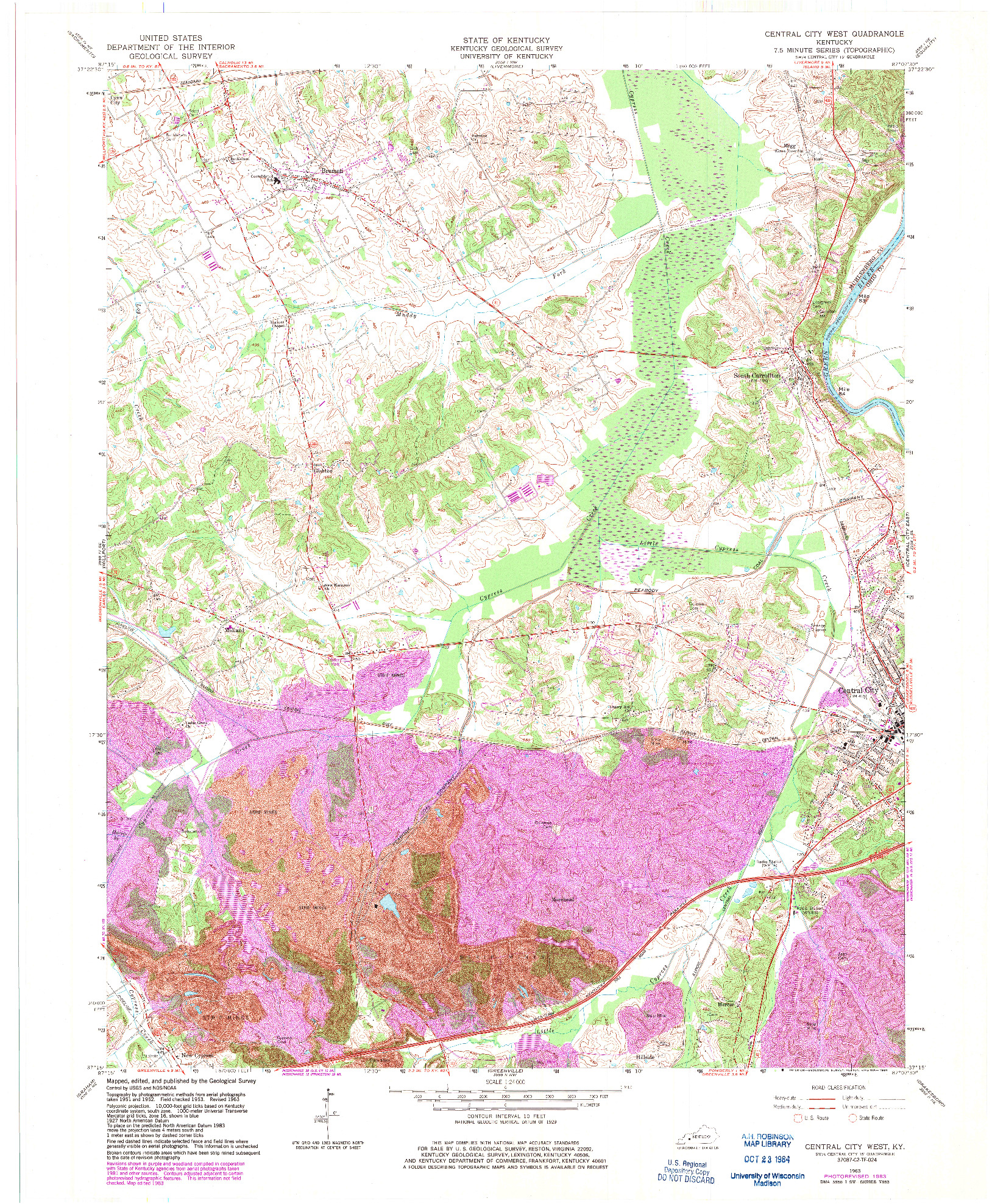 USGS 1:24000-SCALE QUADRANGLE FOR CENTRAL CITY WEST, KY 1963