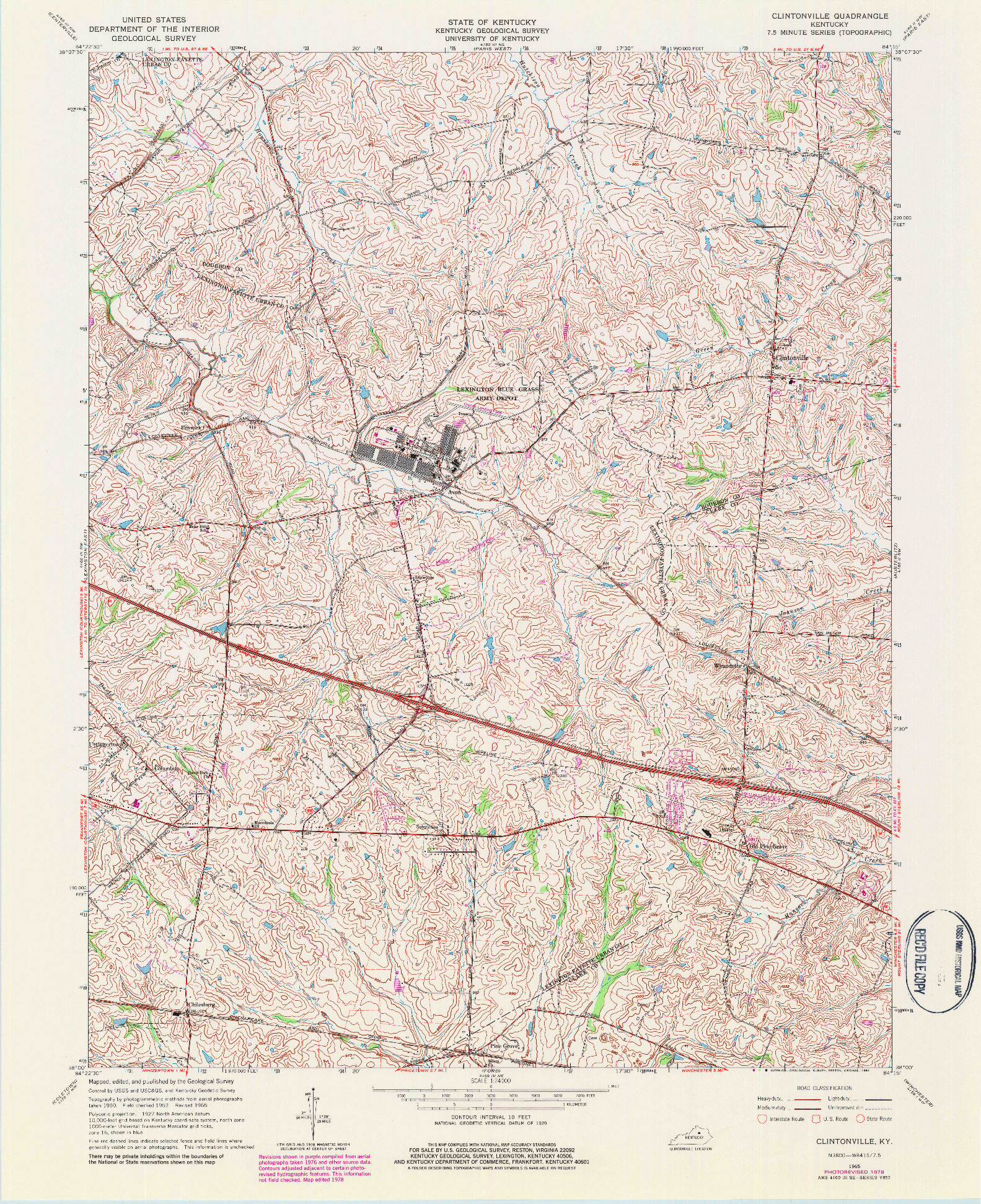 USGS 1:24000-SCALE QUADRANGLE FOR CLINTONVILLE, KY 1965