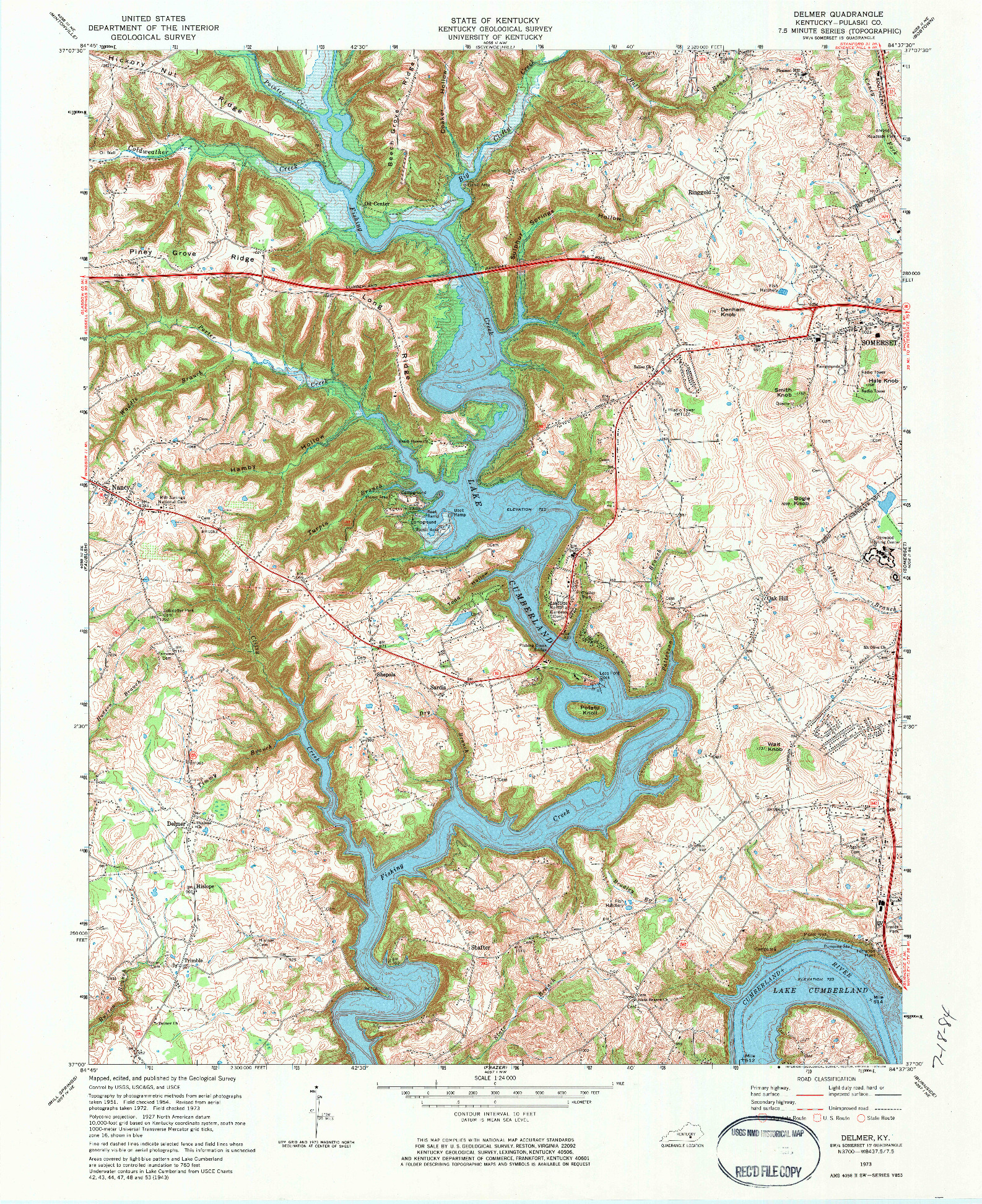USGS 1:24000-SCALE QUADRANGLE FOR DELMER, KY 1973
