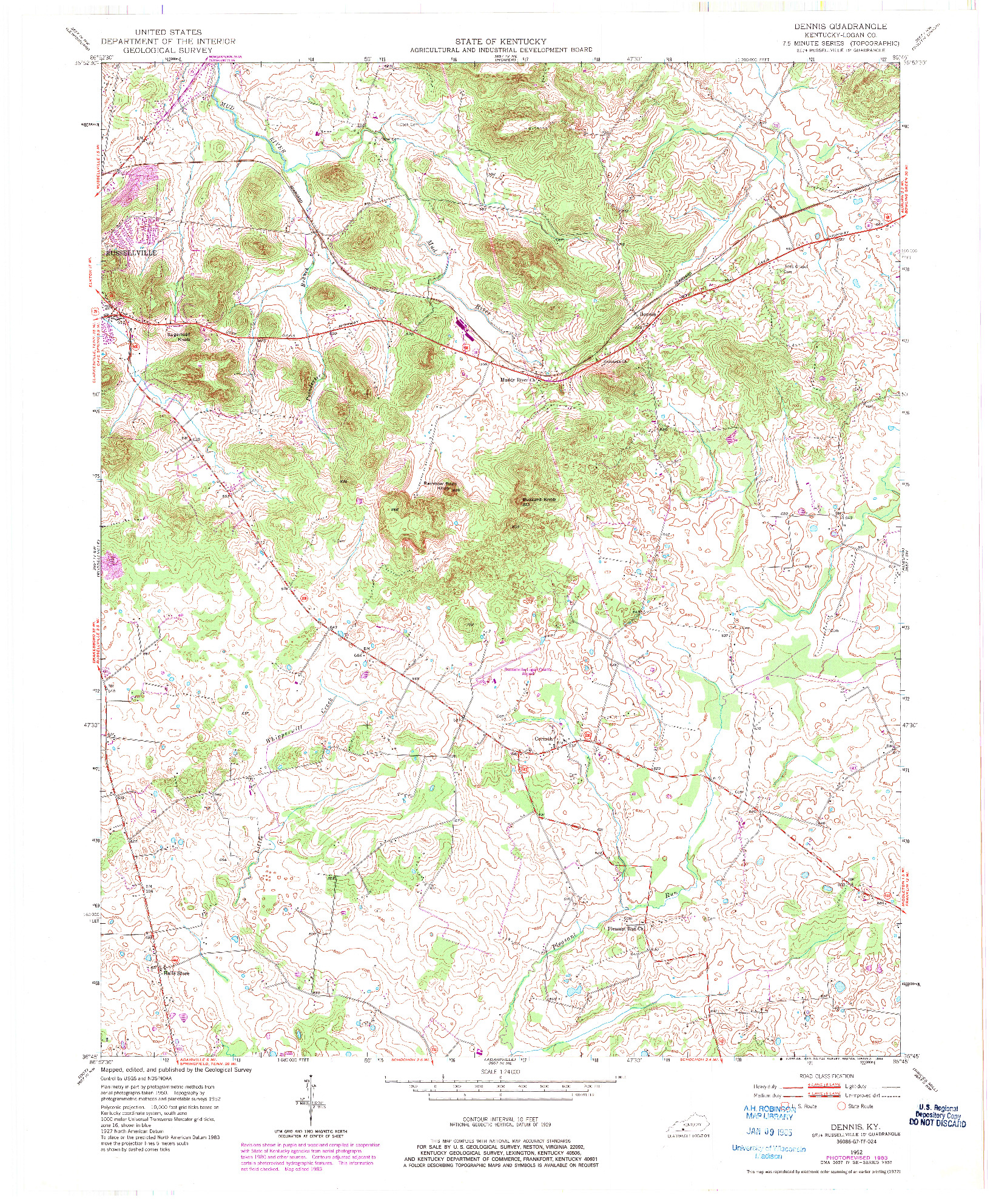 USGS 1:24000-SCALE QUADRANGLE FOR DENNIS, KY 1952