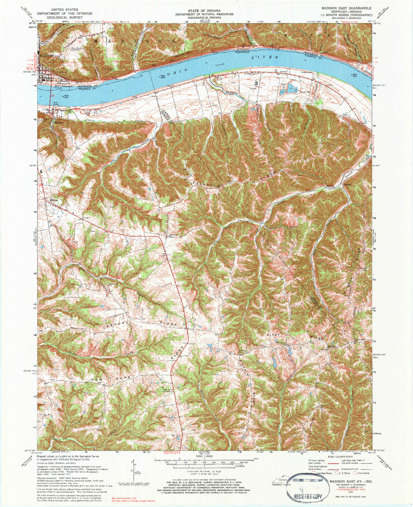 USGS 1:24000-SCALE QUADRANGLE FOR MADISON EAST, KY 1971