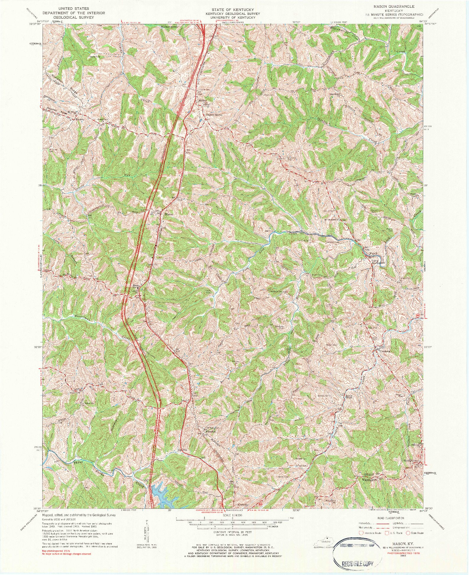 USGS 1:24000-SCALE QUADRANGLE FOR MASON, KY 1961