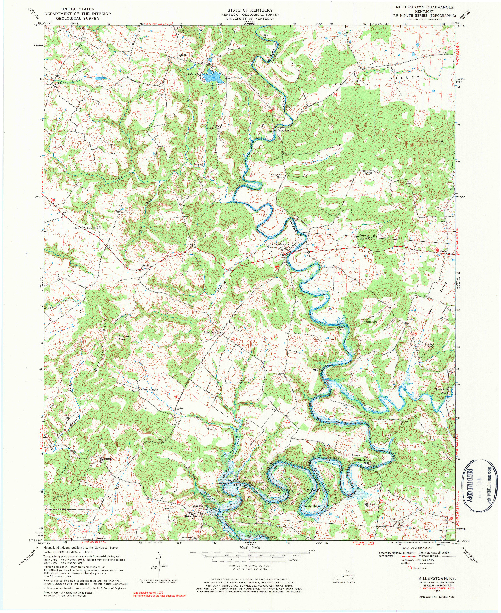 USGS 1:24000-SCALE QUADRANGLE FOR MILLERSTOWN, KY 1967