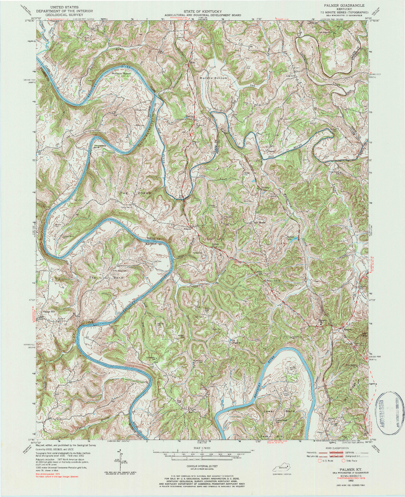 USGS 1:24000-SCALE QUADRANGLE FOR PALMER, KY 1952