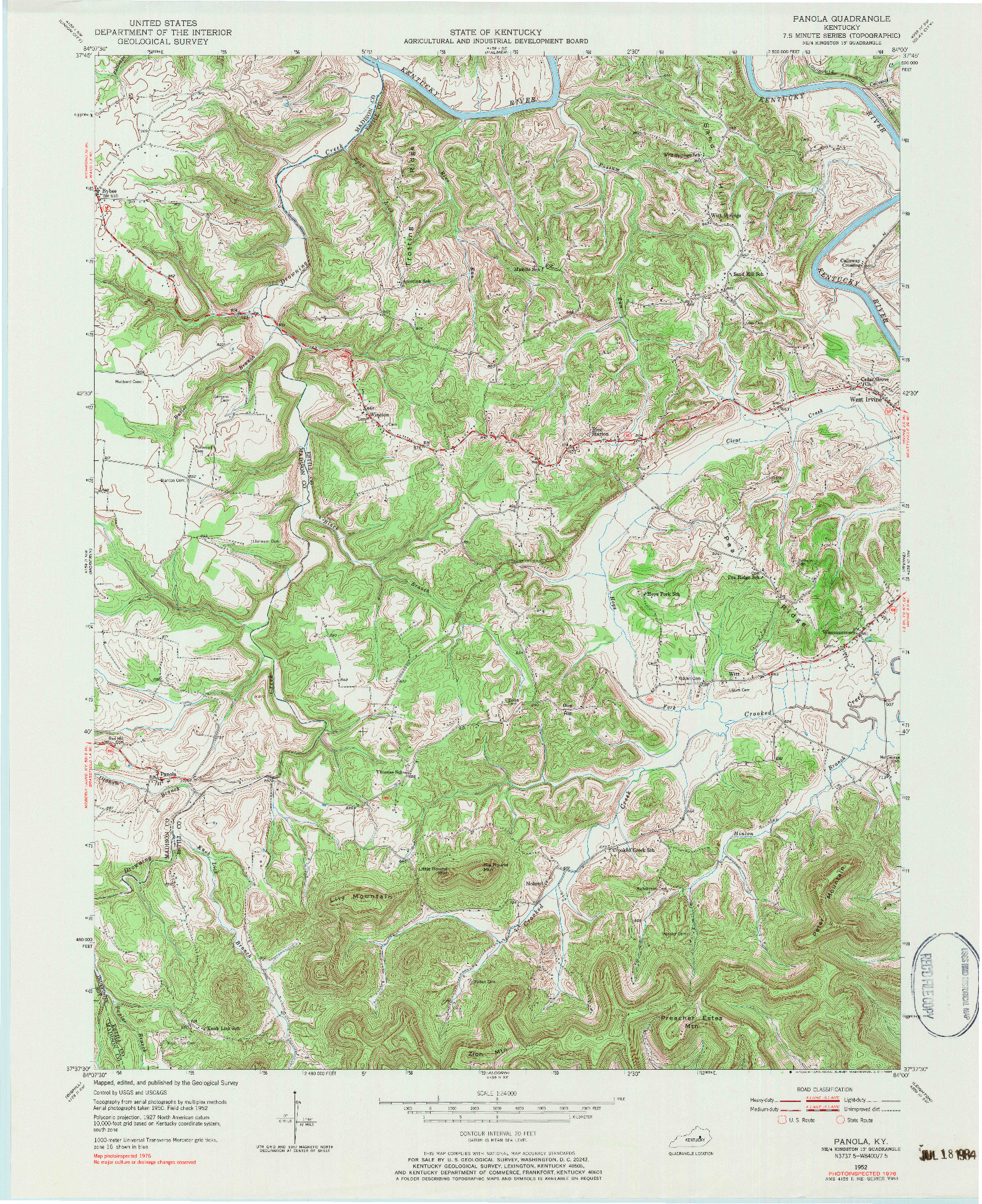 USGS 1:24000-SCALE QUADRANGLE FOR PANOLA, KY 1952