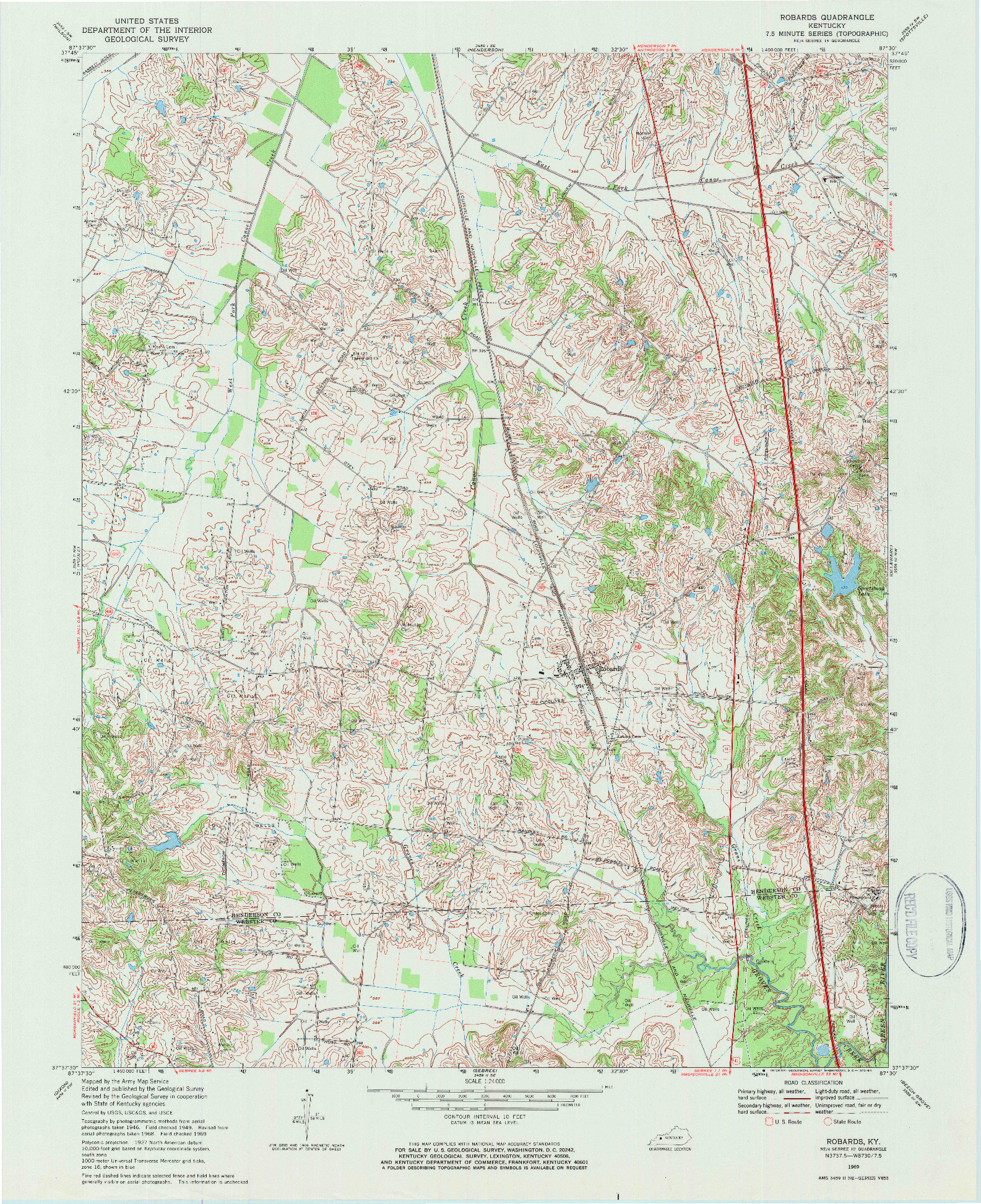 USGS 1:24000-SCALE QUADRANGLE FOR ROBARDS, KY 1969