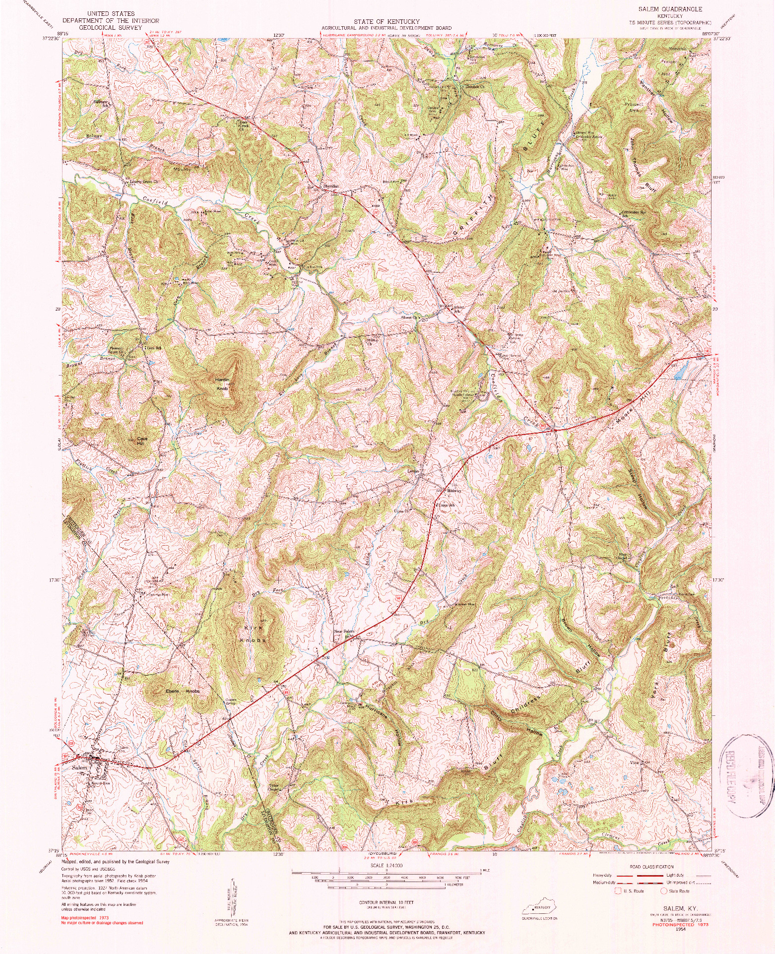 USGS 1:24000-SCALE QUADRANGLE FOR SALEM, KY 1954