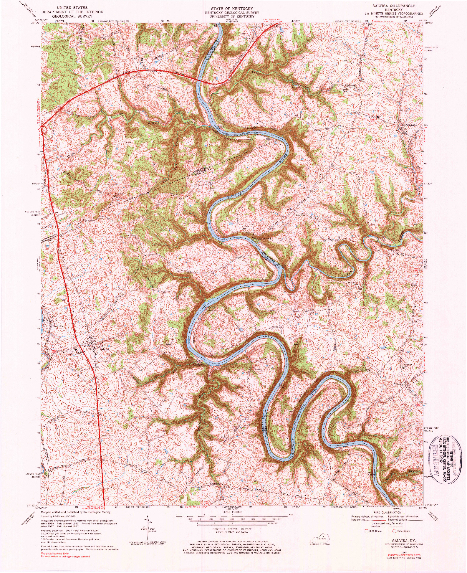 USGS 1:24000-SCALE QUADRANGLE FOR SALVISA, KY 1967