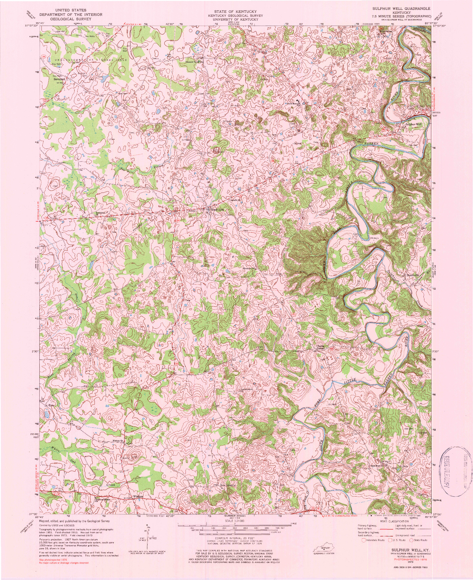 USGS 1:24000-SCALE QUADRANGLE FOR SULPHUR WELL, KY 1973