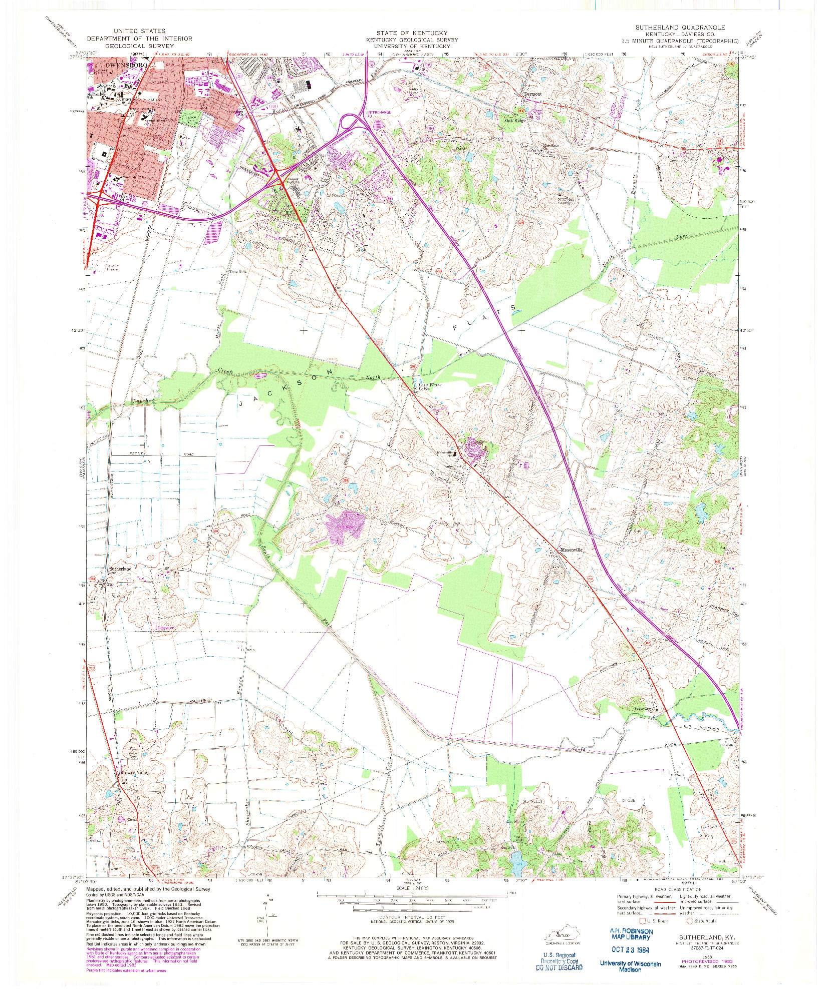 USGS 1:24000-SCALE QUADRANGLE FOR SUTHERLAND, KY 1968