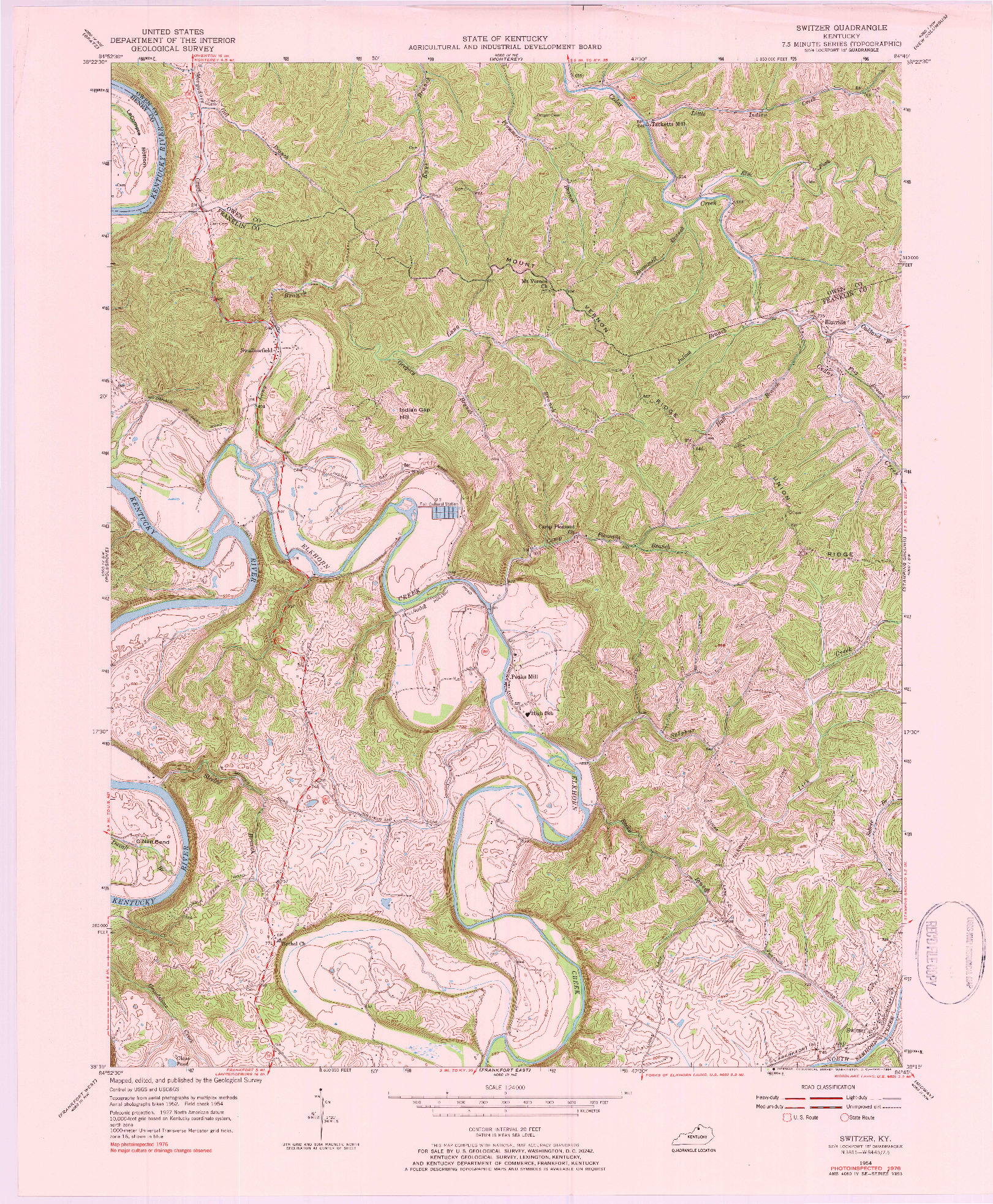USGS 1:24000-SCALE QUADRANGLE FOR SWITZER, KY 1954
