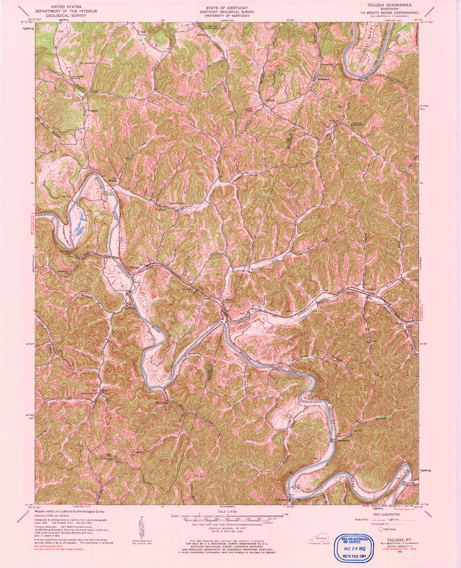 USGS 1:24000-SCALE QUADRANGLE FOR TALLEGA, KY 1961