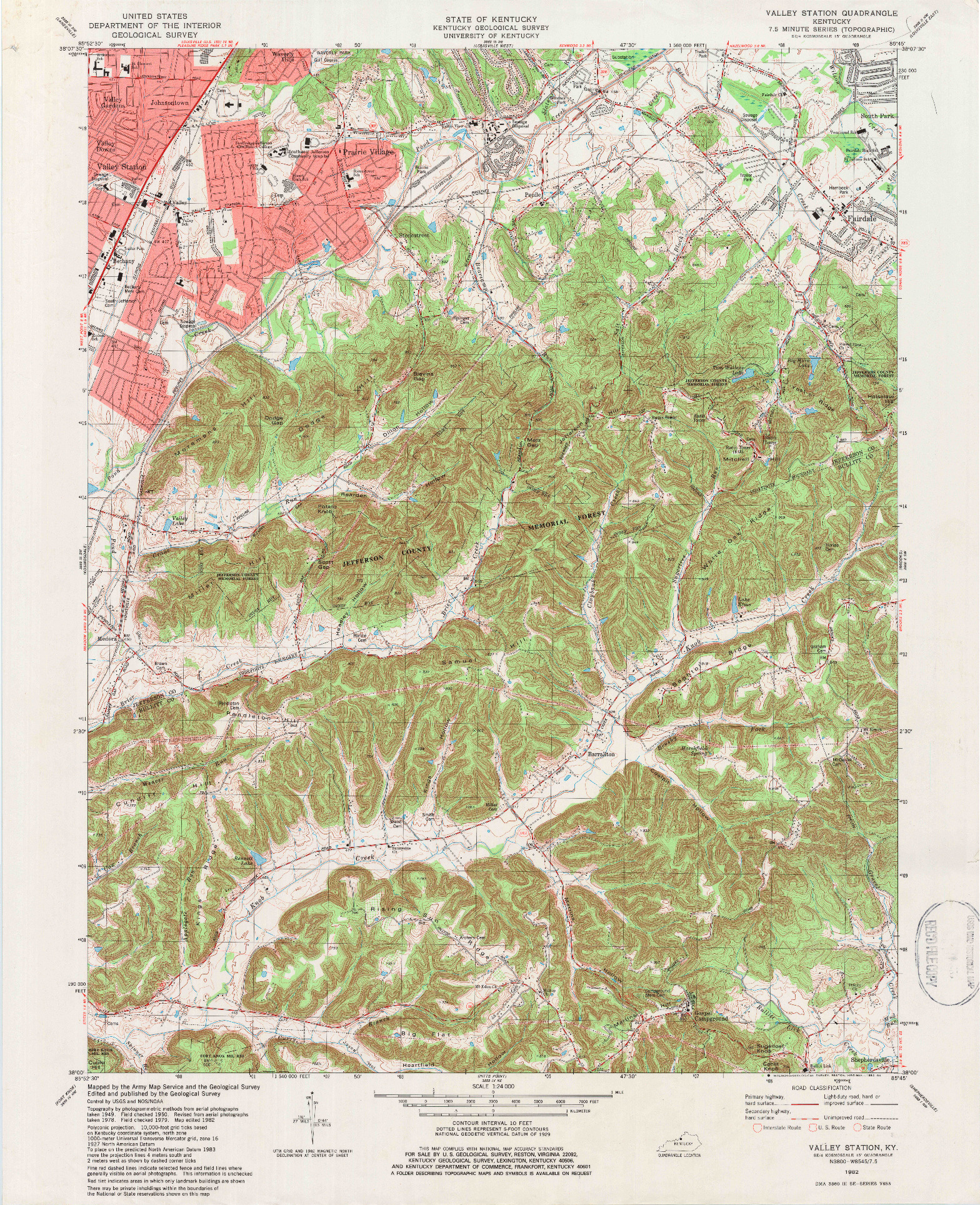 USGS 1:24000-SCALE QUADRANGLE FOR VALLEY STATION, KY 1982