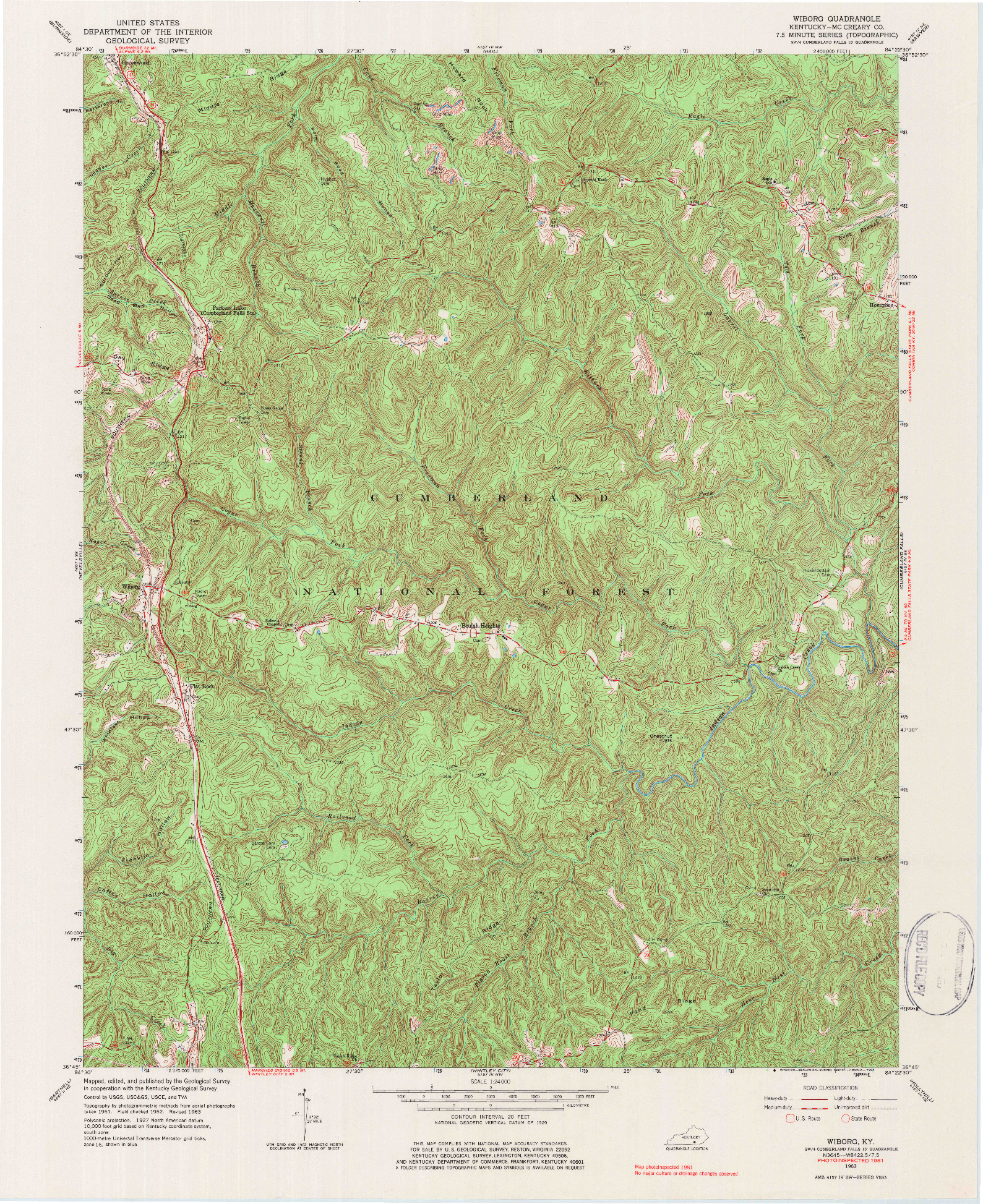 USGS 1:24000-SCALE QUADRANGLE FOR WIBORG, KY 1963