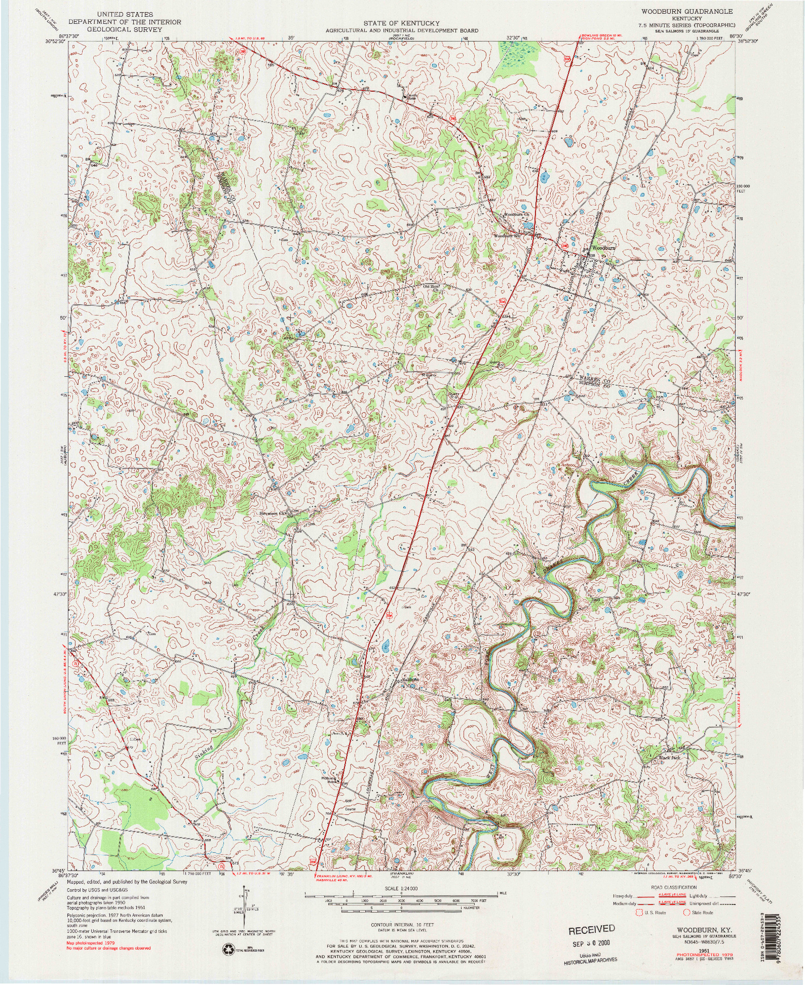 USGS 1:24000-SCALE QUADRANGLE FOR WOODBURN, KY 1979