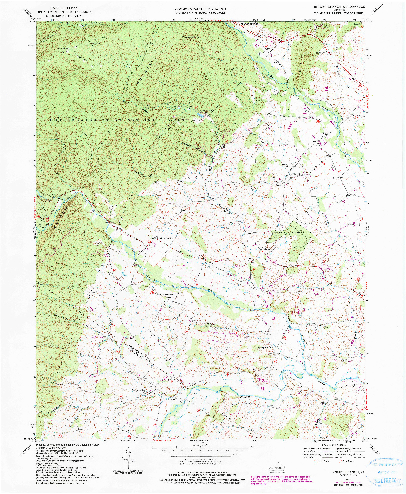 USGS 1:24000-SCALE QUADRANGLE FOR BRIERY BRANCH, VA 1967