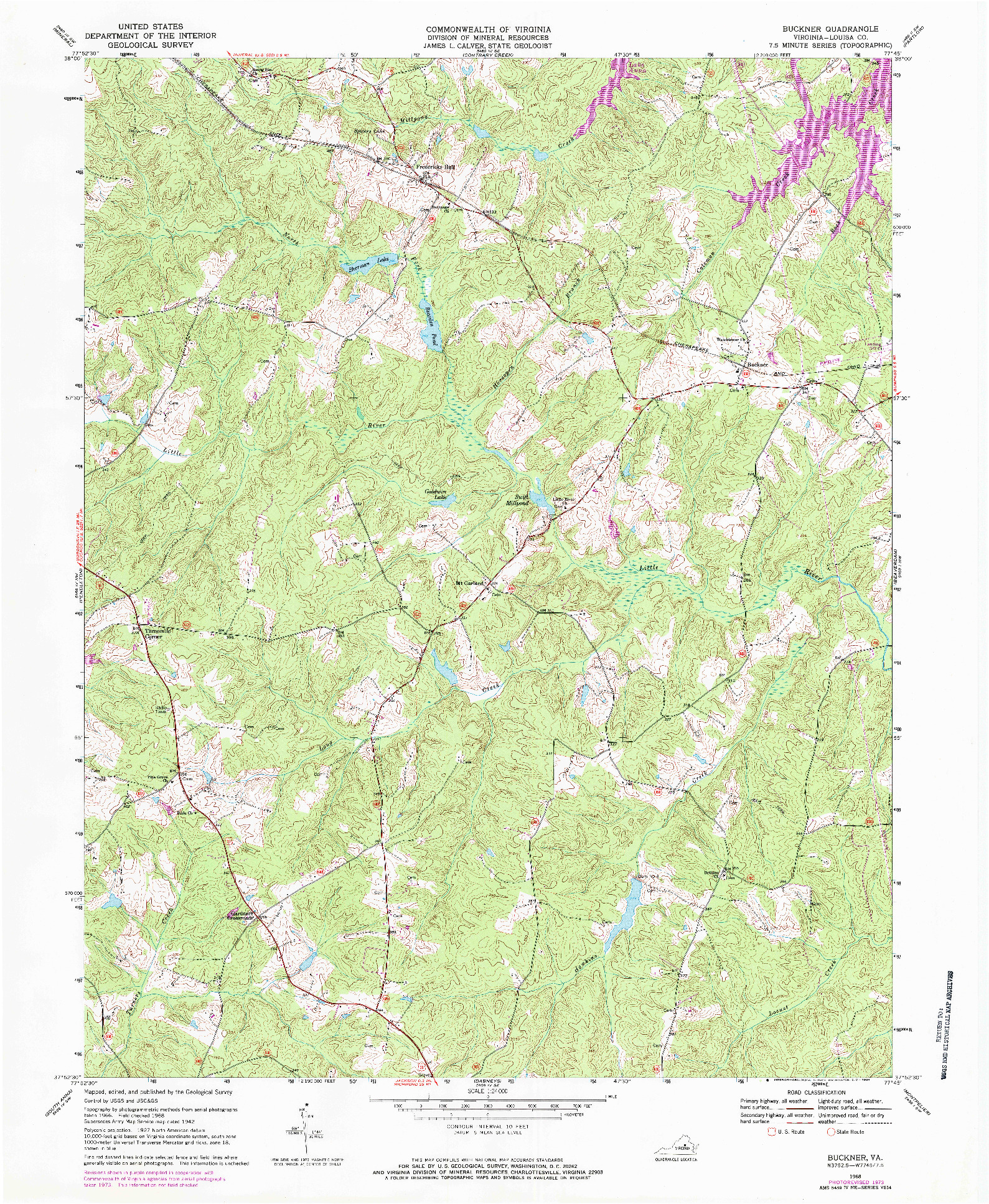 USGS 1:24000-SCALE QUADRANGLE FOR BUCKNER, VA 1968